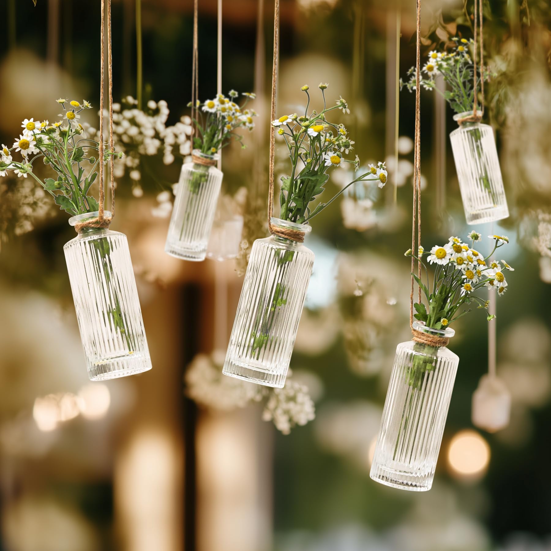 ComSaf Small Clear Glass Bud Vases - 12 Pack Mini Flower Vases for Wedding Centerpieces, Table Decor, Home Decoration & Housewarming Gifts | Elegant Ribbed Design for Floral Arrangements, Parties & DIY Projects