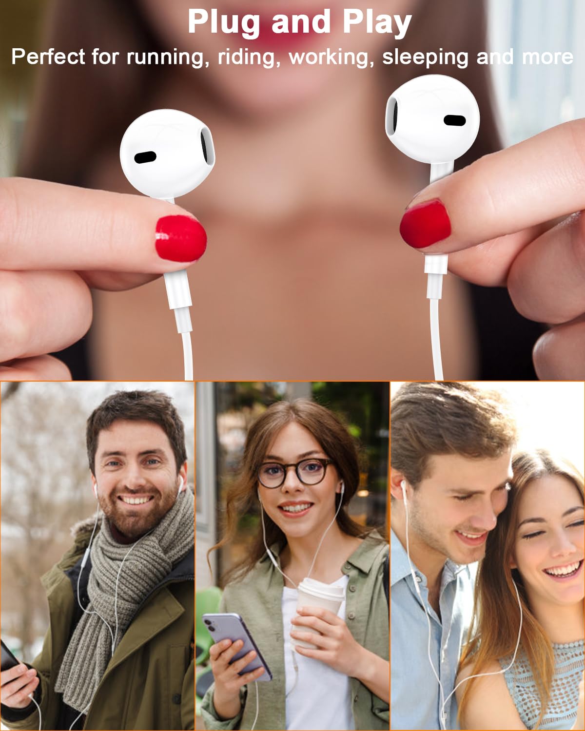 3 Pack USB-C Wired Earbuds for iPhone 15 Plus/Pro Max, Samsung Galaxy S24/S23/S22/S21, iPad Pro - HiFi Stereo Sound, Noise Reduction, Built-in Mic & Volume Control - Perfect for Commuting, Workouts & Gaming