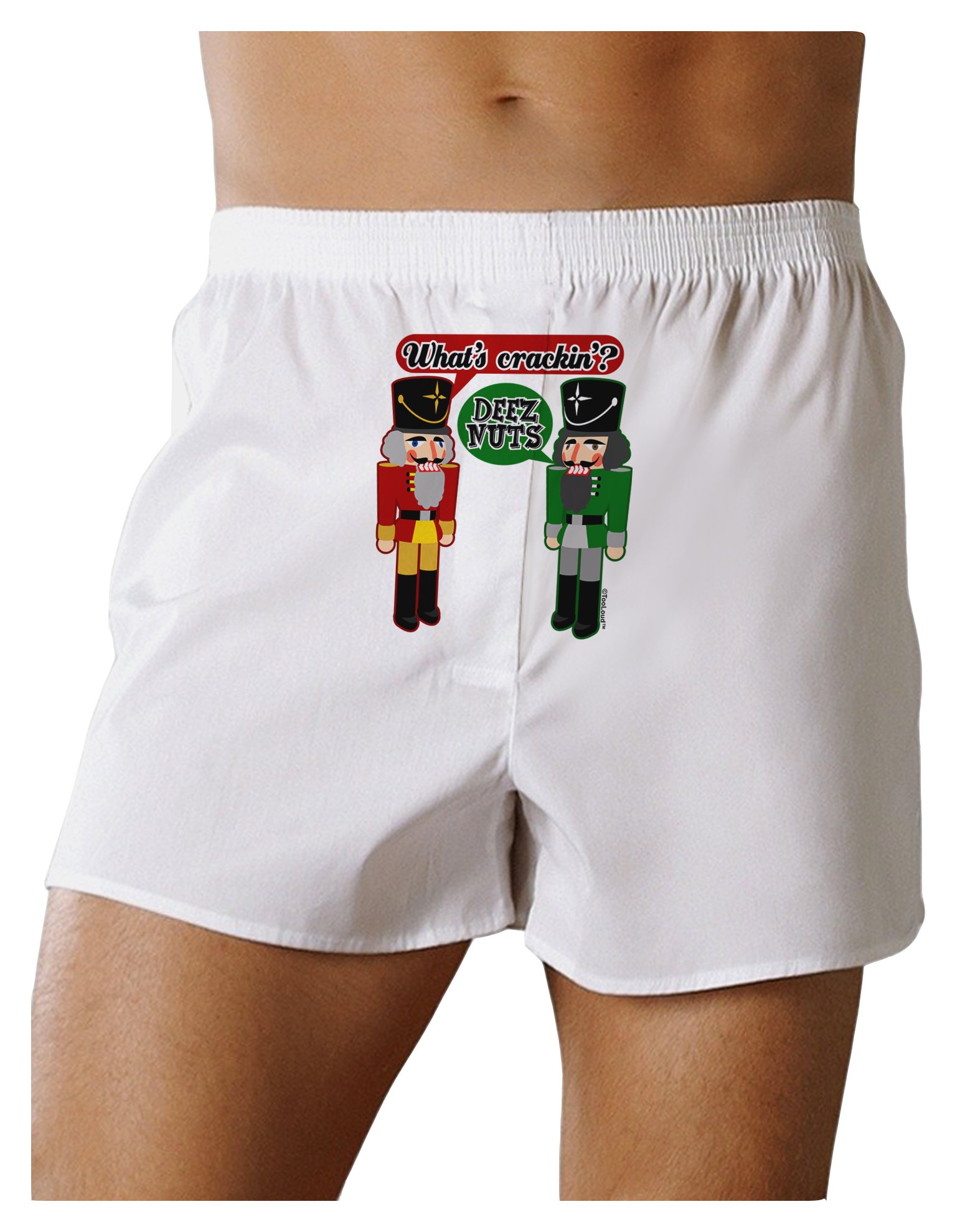 TOOLOUD Funny Boxer Shorts for Men - 'Whats Crackin - Deez Nuts' Printed Underwear | Comfortable Cotton Briefs for Casual Wear & Gag Gifts