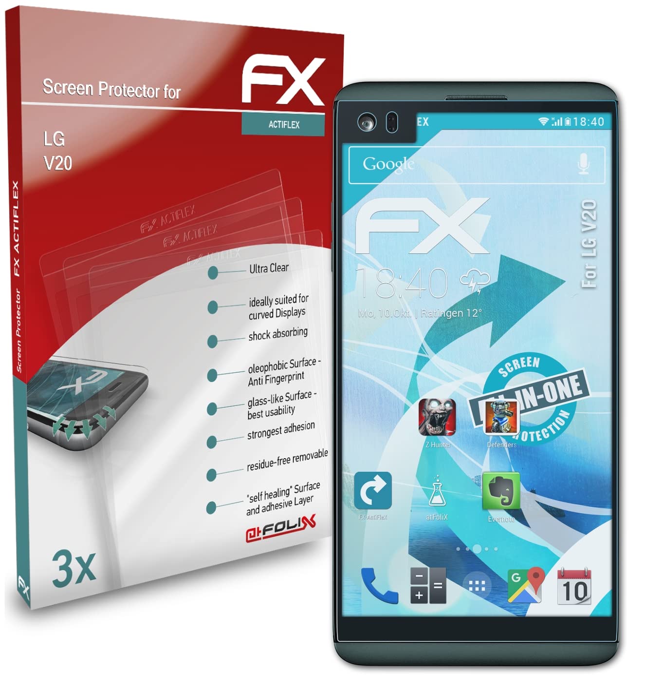 LG V20 Screen Protector - Ultra Clear Flexible Film (3-Pack) - Anti-Scratch HD Protection for Daily Use, Work & Outdoor Activities