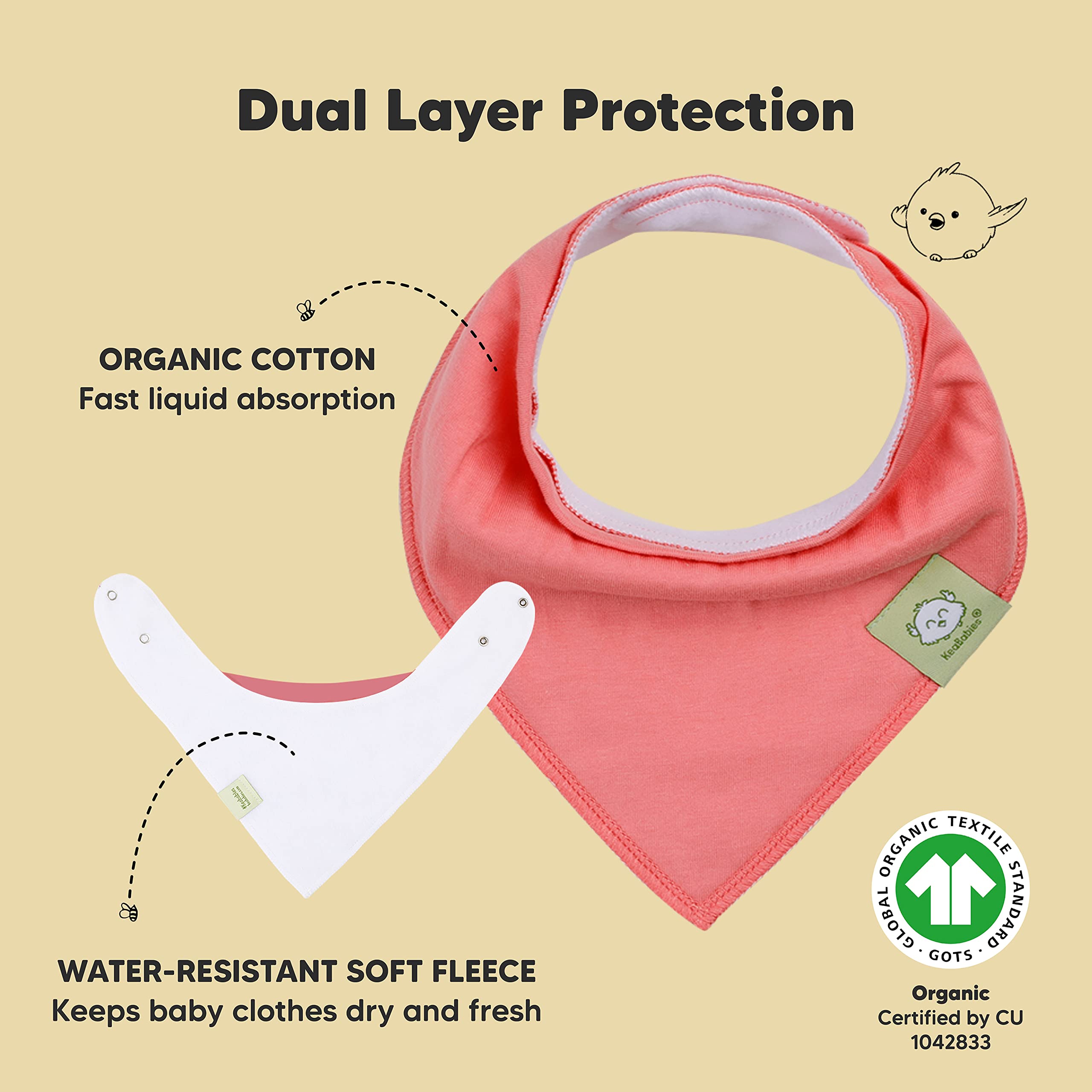 KeaBabies 8-Pack Organic Cotton Baby Bandana Drool Bibs & 5-Pack Burp Cloths Set for Newborns, Infants Boys & Girls - Ultra Soft & Absorbent Feeding Bibs for Breastfeeding, Bottle Feeding & Teething - Perfect Baby Shower Gift & Nursery Essential