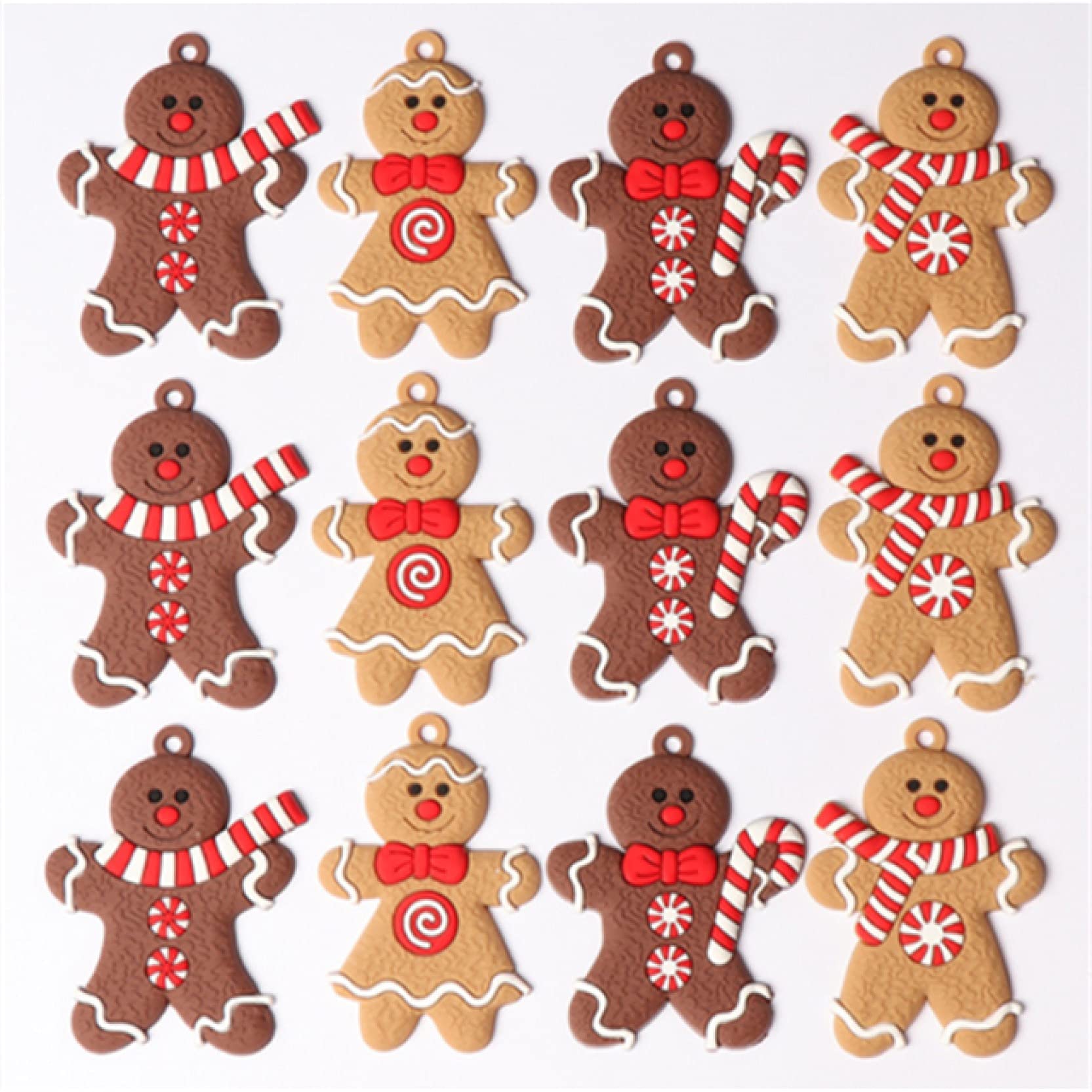 12Pcs Gingerbread Man Christmas Tree Ornaments - Xmas Hanging Decorations for Holiday Party, Home Decor & Kids Gift (Perfect for Christmas Tree Decorating, Holiday Parties & Festive Home Decoration)