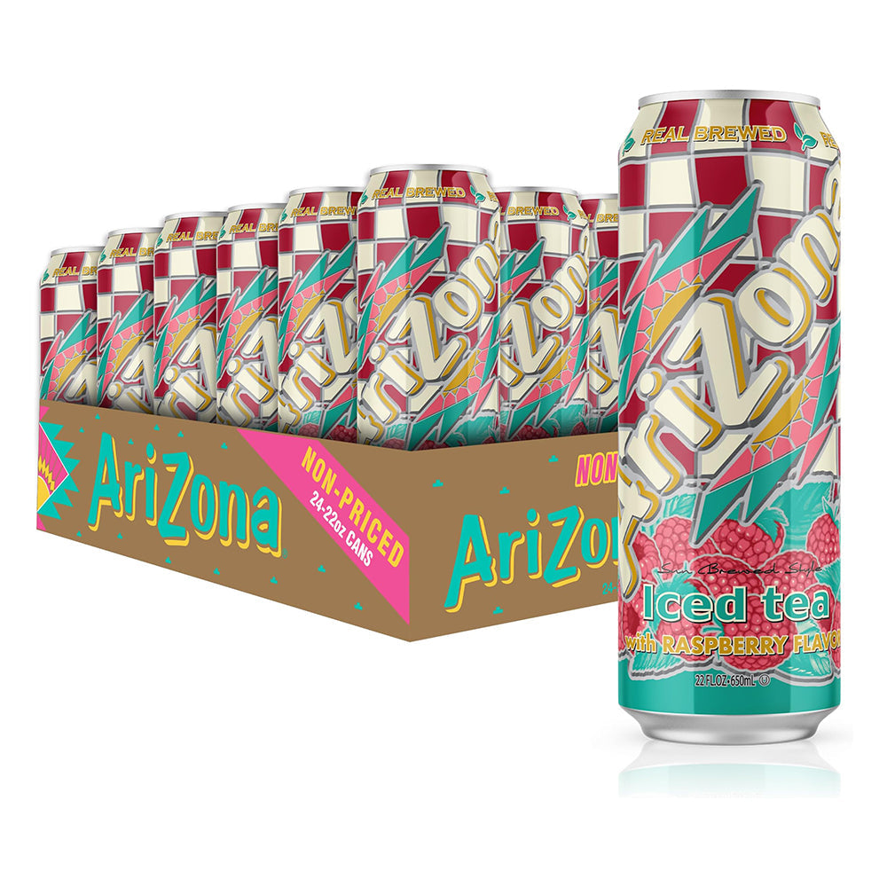 AriZona Raspberry Iced Tea | 22oz Cans (Pack of 12) | Refreshing Sweet Tea for Summer BBQs, Picnics & Office Break Rooms
