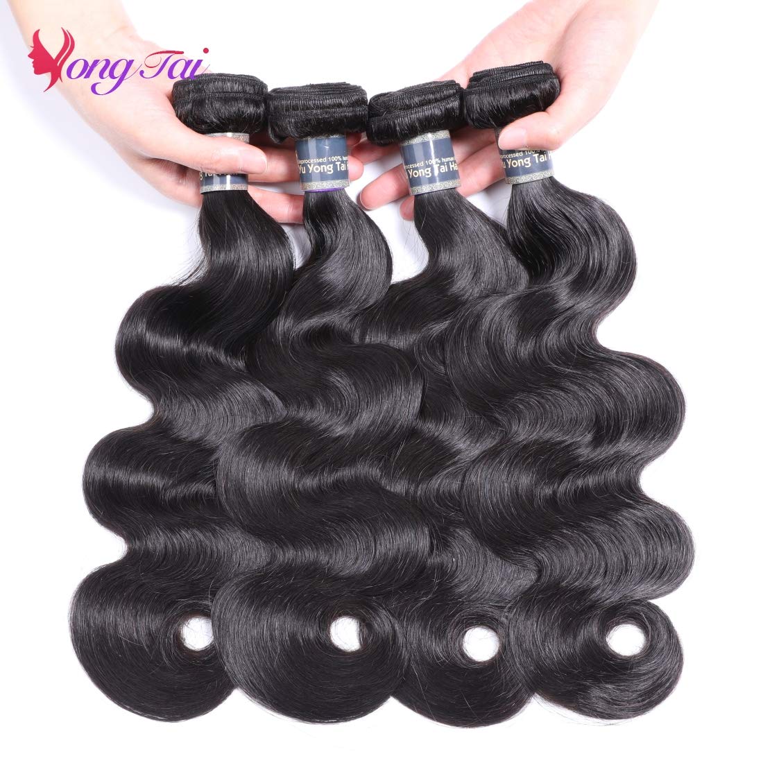 4 Bundles Brazilian Body Wave Human Hair Extensions 14 16 18 20 Inches - 9A Virgin Unprocessed 100% Human Hair Weave Bundles (1B Natural Black) for Styling, Volume & Length - Perfect for Daily Wear, Parties & Special Occasions