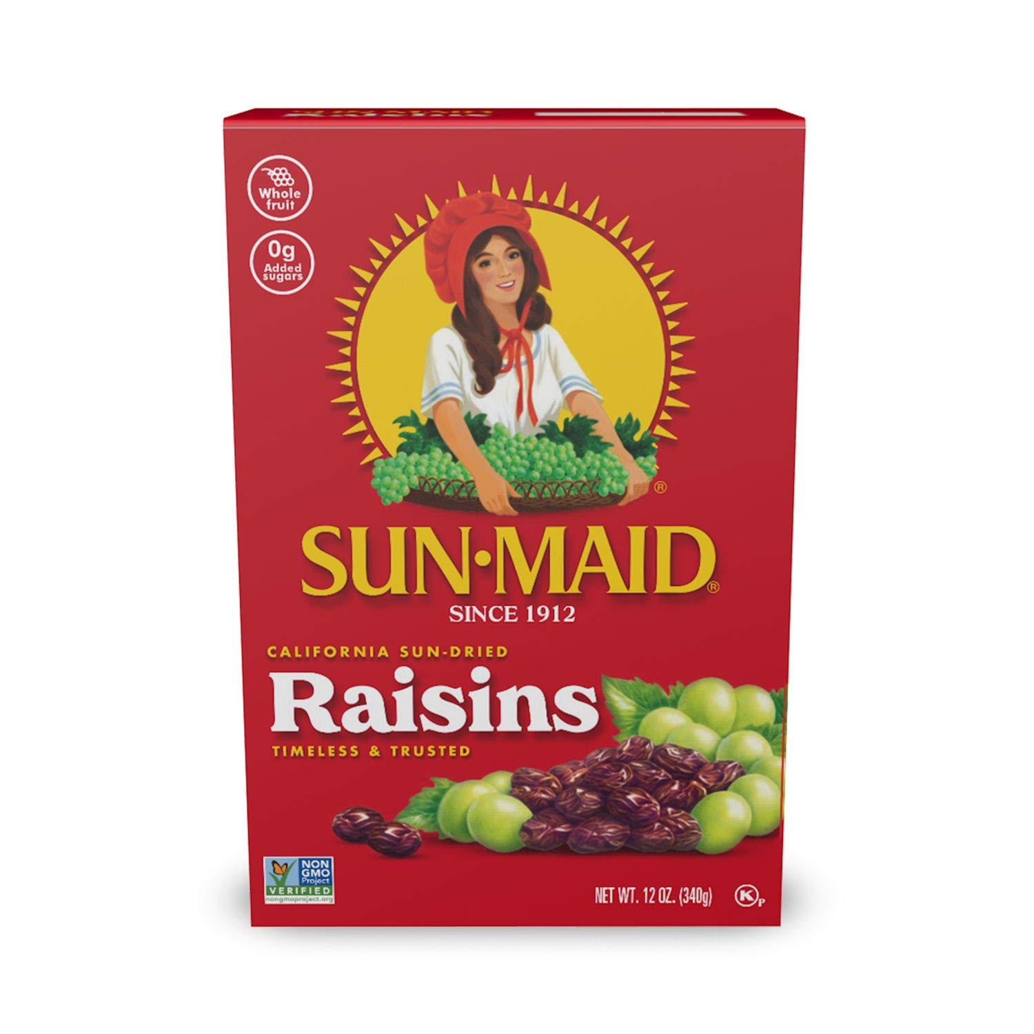 Sun-Maid California Sun-Dried Raisins 12oz - Natural Dried Fruit Snacks for Kids & Adults - Healthy Lunch Box, Baking Ingredient & On-the-Go Snack - Perfect for School, Workouts & Home Cooking