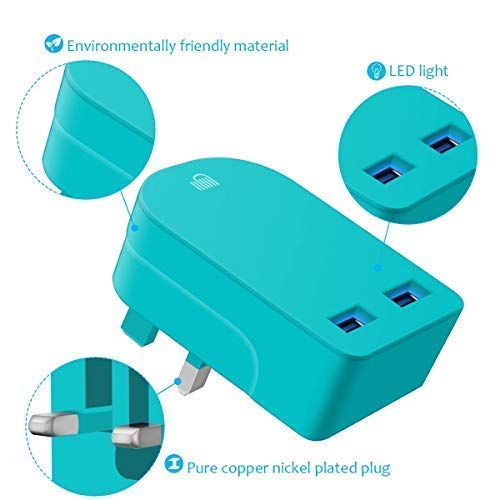 AMO Multi USB Charger with Folding UK Plug - 3.1A 15W Fast Charging for iPhone, iPad, Samsung Galaxy, HTC, Windows Phone & Tablets - Perfect for Home, Office & Travel Charging Needs