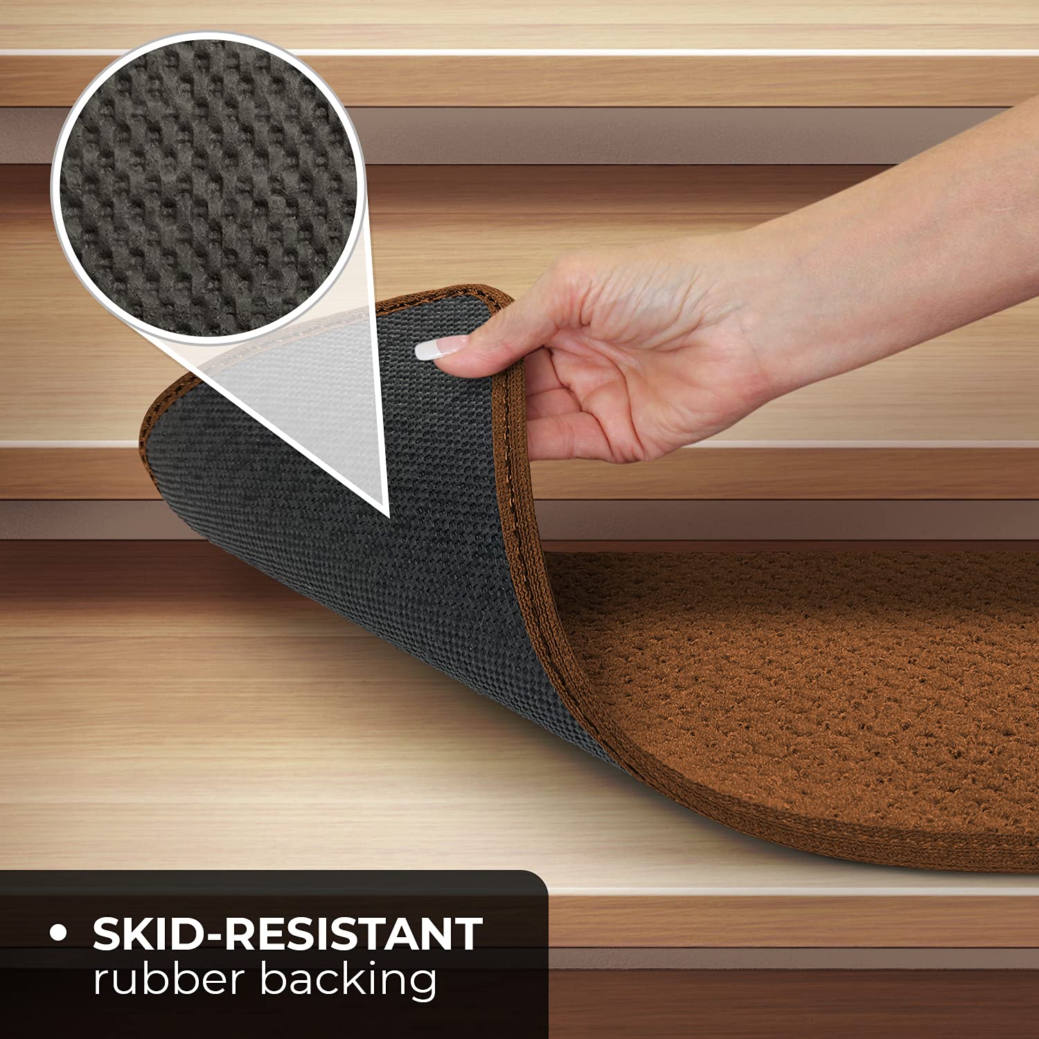 Non-Slip Carpet Stair Treads Set of 15 - Toffee Brown 8