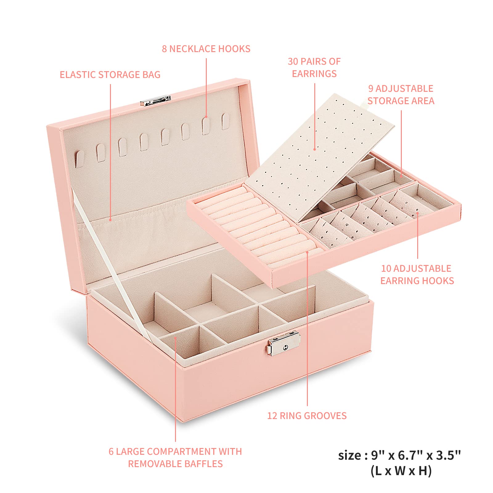 3-Pack Jewelry Organizer Box for Women - Double Layer Travel Jewelry Case with Mirror, Small Jewelry Storage Box - Perfect Gift for Girlfriend, Wife, Bridesmaids (Great for Travel, Home Storage & Gift Giving)