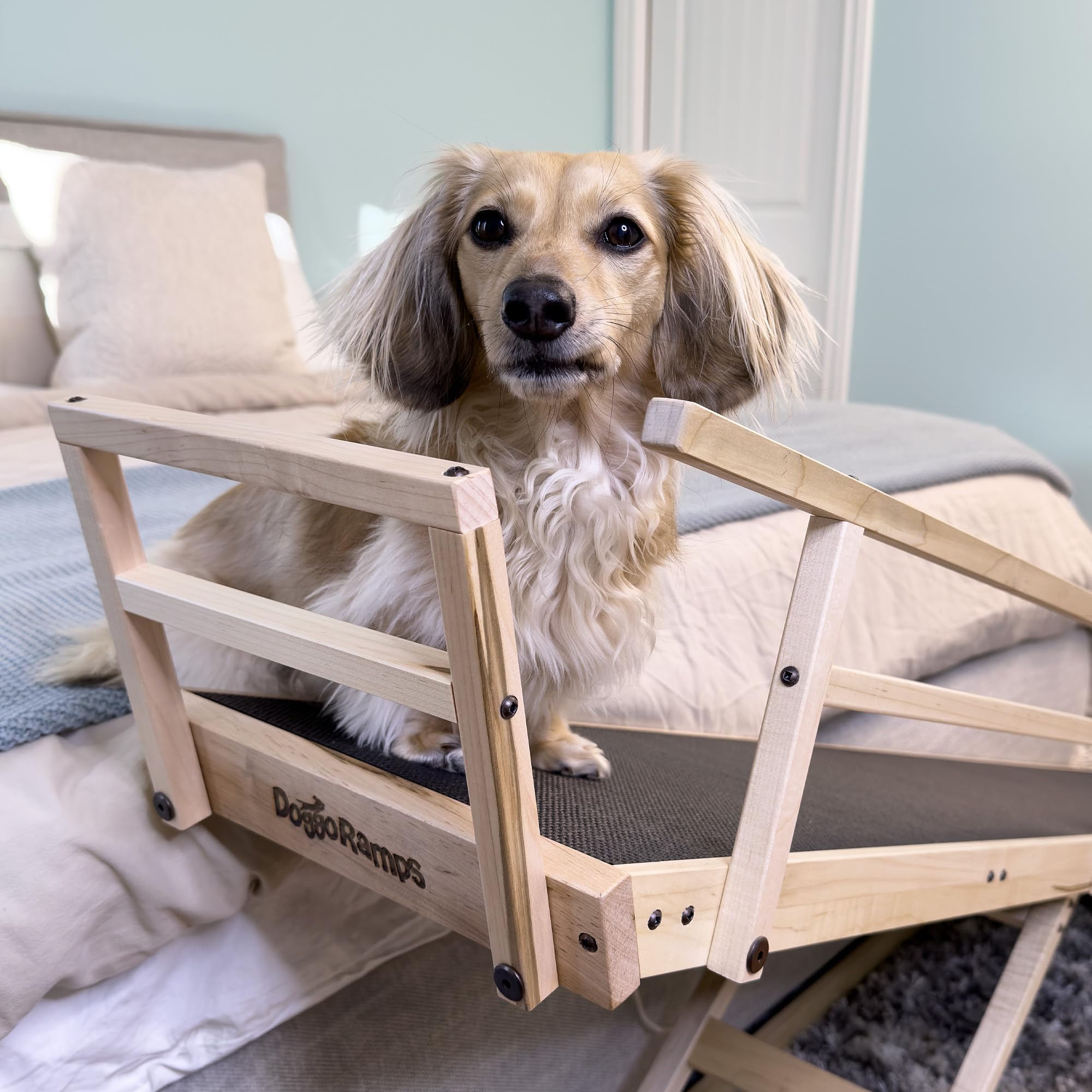 **Premium Solid Hardwood Dog Ramp for High Beds – Adjustable Up to 37
