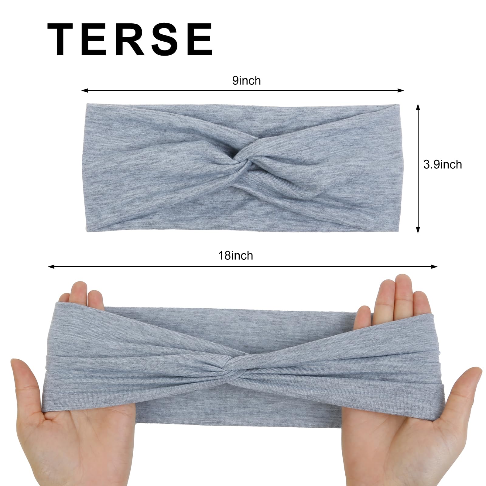 TERSE 6 Pack Non-Slip Wide Headbands for Women - Fashion Hair Bands for Workout, Yoga, Running & Sports - Soft Stretch Head Wraps for All-Day Comfort