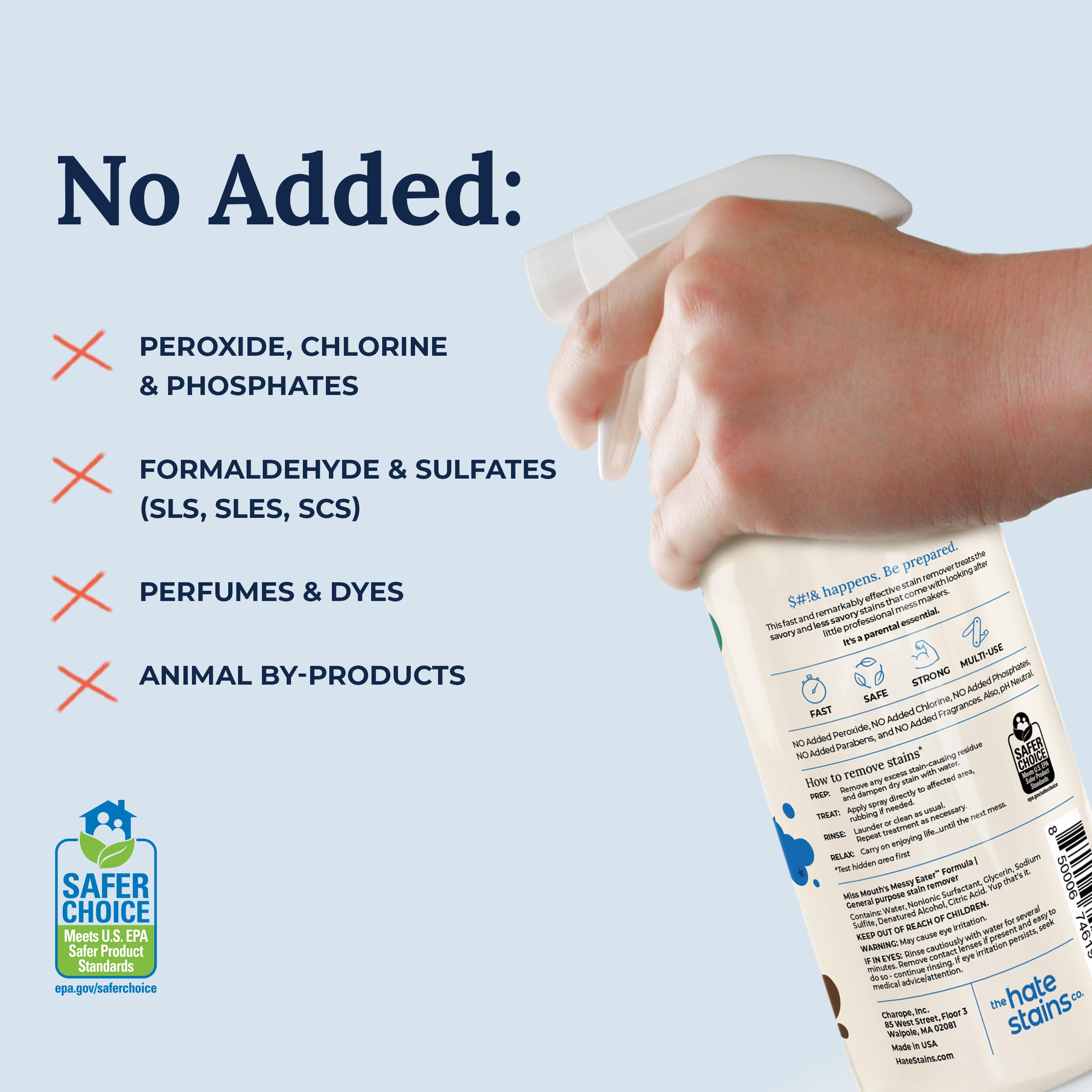 Miss Mouth's Messy Eater Stain Treater Spray - 16oz Baby Stain Remover for Clothes | Food, Grease & Coffee Stain Remover for Laundry, Underwear & Fabric | Newborn & Baby Essentials | Perfect for Spills, Mealtime Messes & Everyday Stains