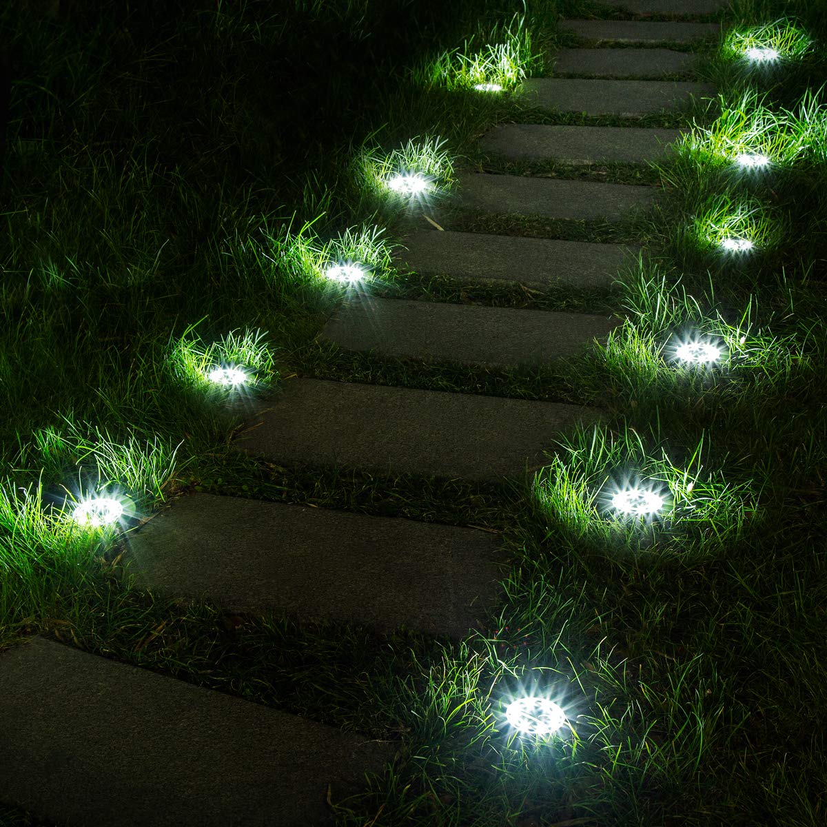 SOLPEX 16 Pack Solar Deck Lights Outdoor Waterproof - 12 Pack Solar Ground Lights for Garden, Pathway, Yard - Solar Powered LED Landscape Lighting for Patio, Driveway, Walkway