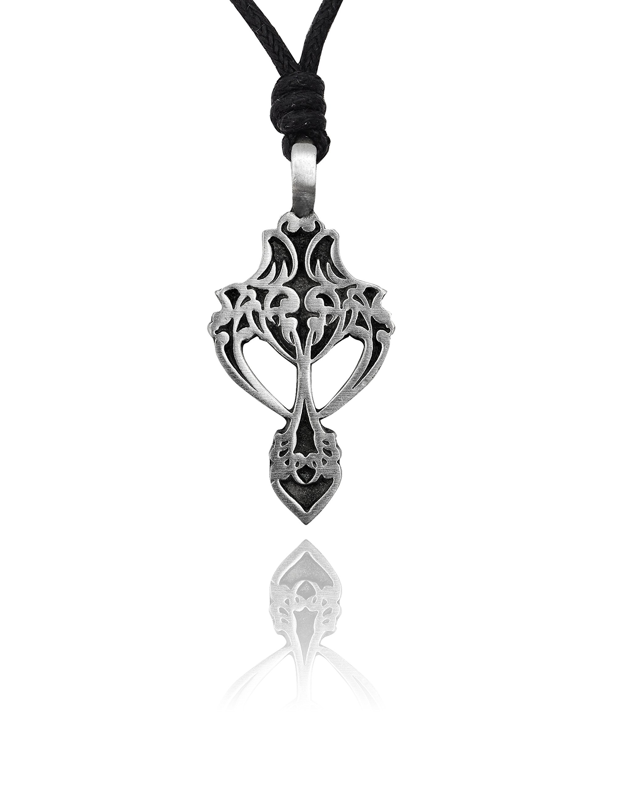 Gothic Cross Silver Pewter Charm Necklace - Vintage Gothic Jewelry Pendant for Women & Men - Perfect for Halloween, Cosplay, and Alternative Fashion