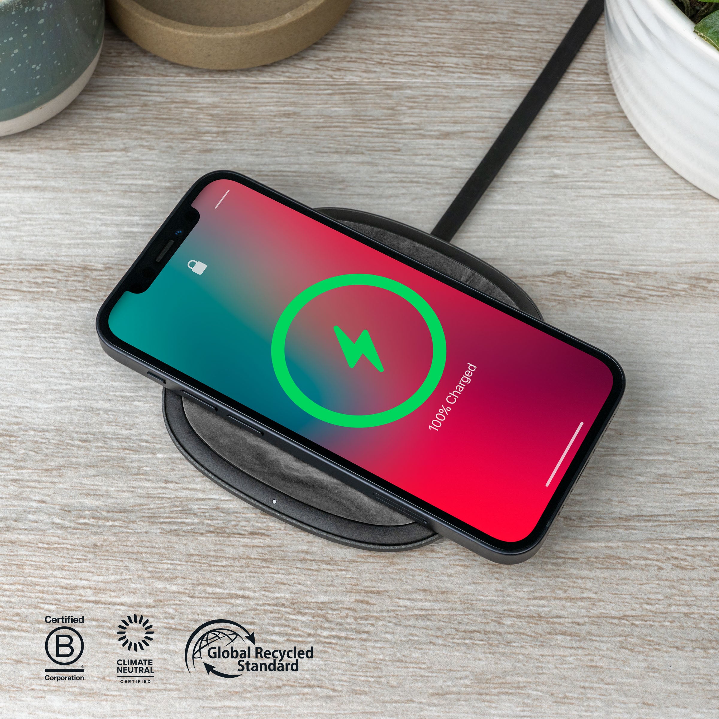 APOLLO Wireless Charging Pad - Fast Qi-Certified Charger for iPhone, Samsung & AirPods - Perfect for Home, Office & Travel