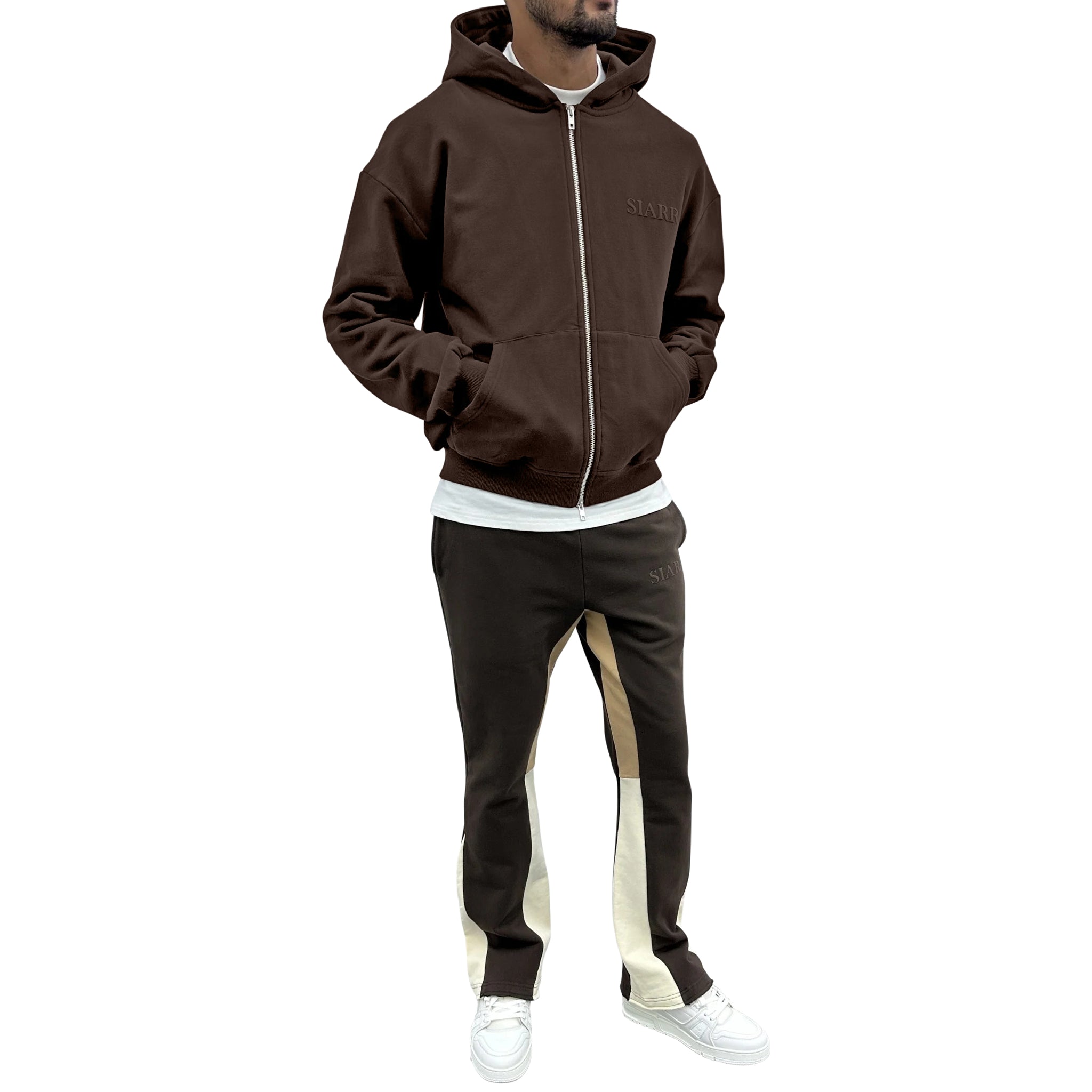 SIARR Brown Zip Up Hoodie for Men - Soft Fleece Pullover with Front Pockets | Perfect for Casual Wear, Outdoor Activities & Street Fashion