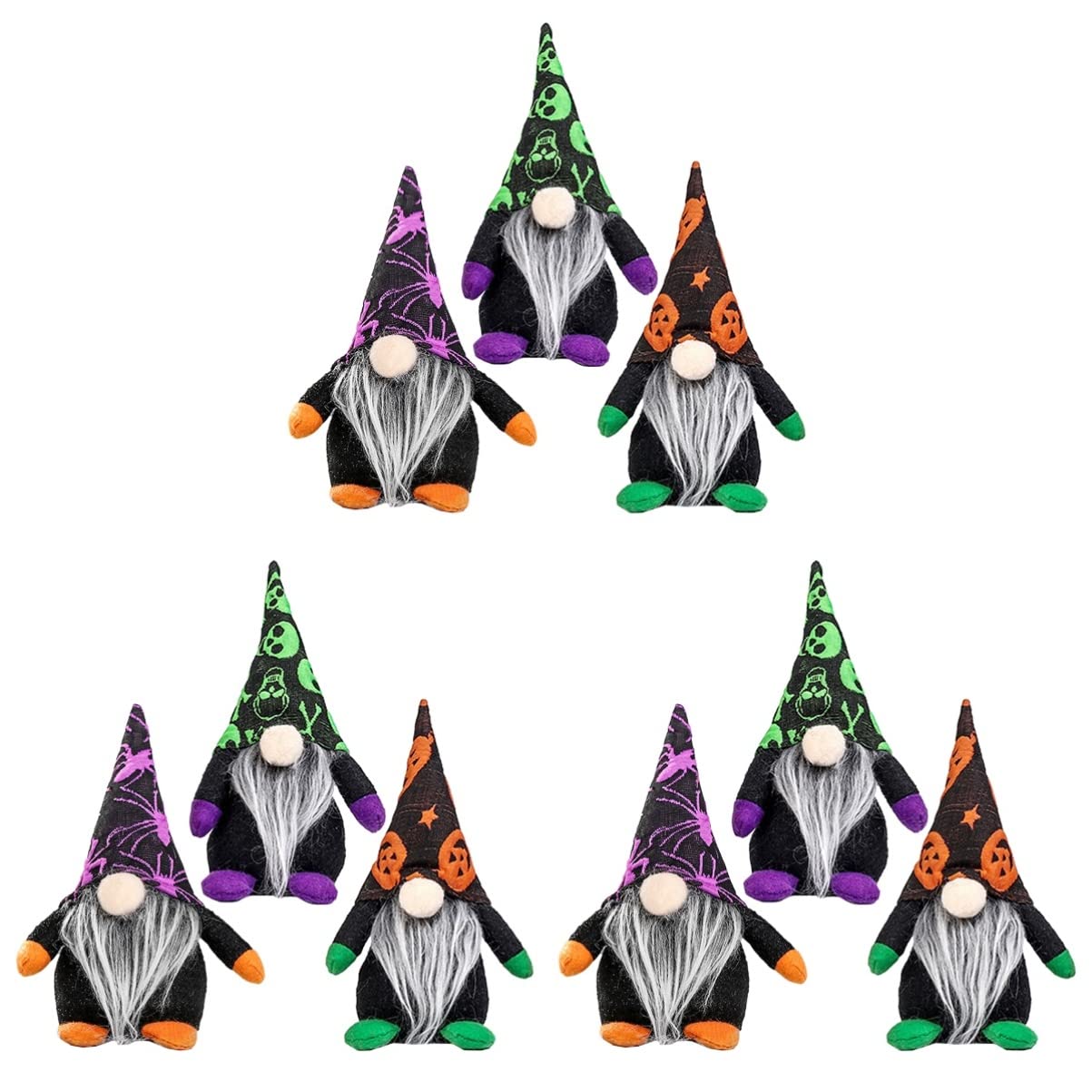 9-Piece Halloween Gnome Plush Doll Set - Scary Faceless Gnomes for Halloween Decorations, Party Favors, and Spooky Home Decor