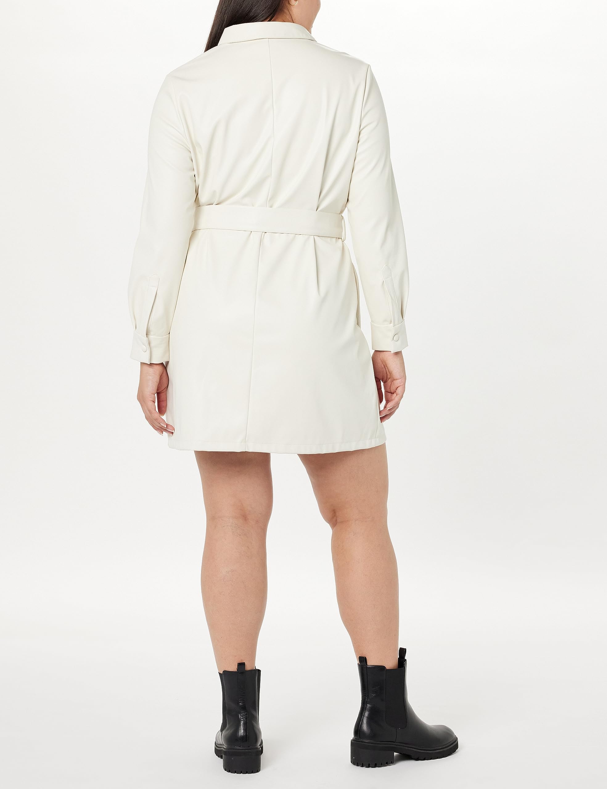 The Drop Women's Sam Vegan Leather Shirtdress - Stylish Faux Leather Button Down Dress for Casual & Office Wear | Perfect for Work, Dates & Fall Layering