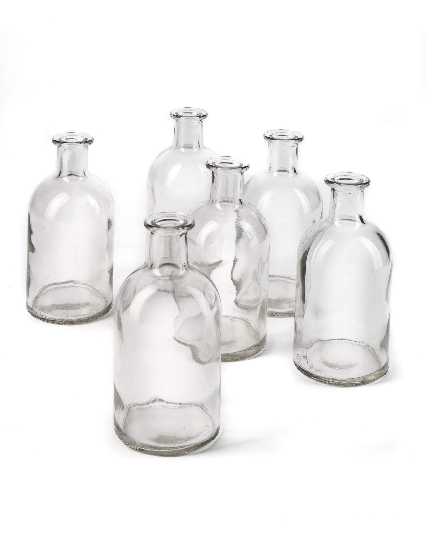 Serene Spaces Living (6 Pack) Small Glass Bud Vases - Decorative Apothecary Jars & Mini Flower Vases for Wedding Centerpieces, Home Decor, and DIY Craft Projects | Perfect for Table Settings, Bathroom Storage, and Rustic Farmhouse Decor