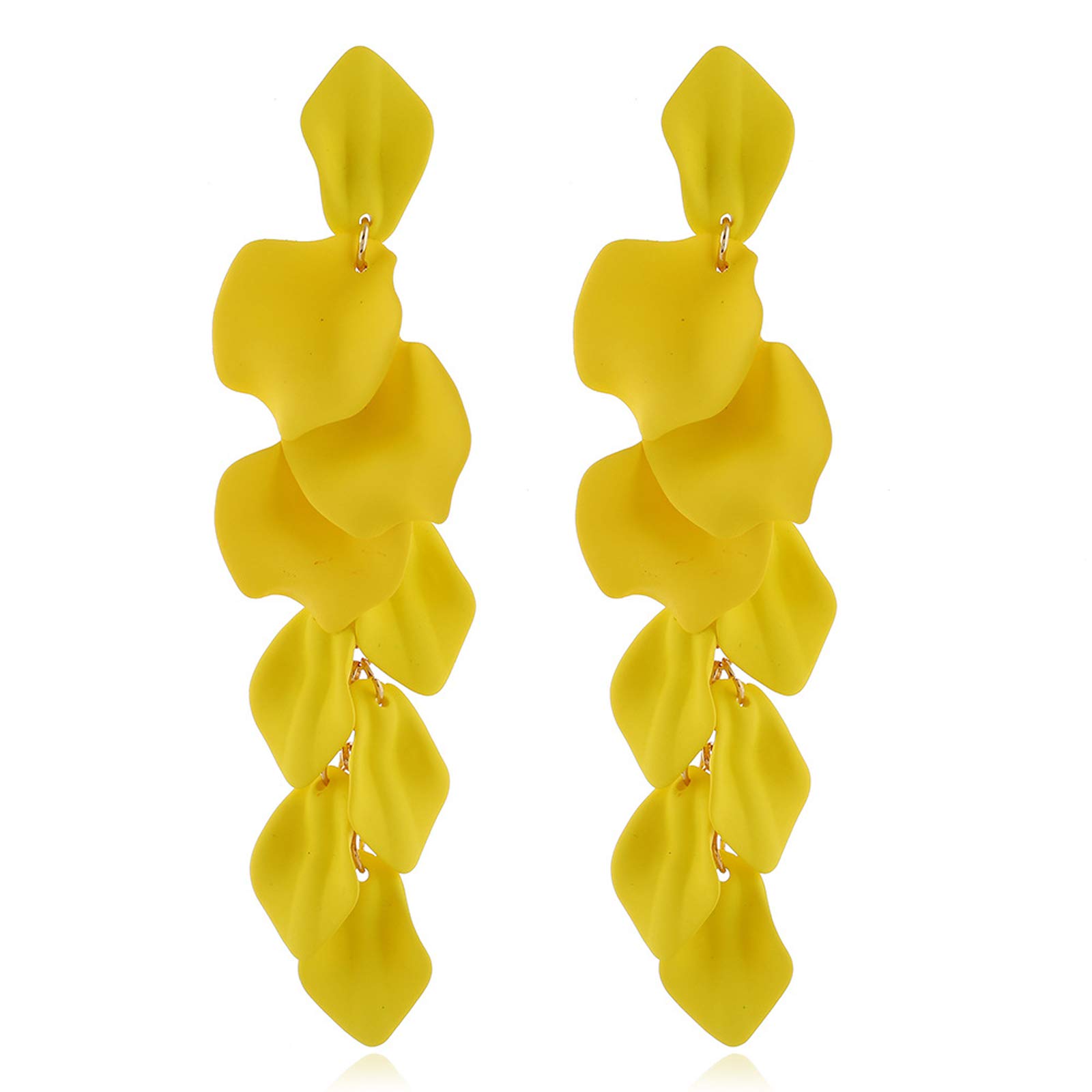 Long Acrylic Rose Flower Petal Drop Dangle Earrings for Women - Bohemian Hanging Resin Floral Tassel Statement Jewelry | Lightweight Gift for Girls | Perfect for Weddings, Parties & Boho Fashion