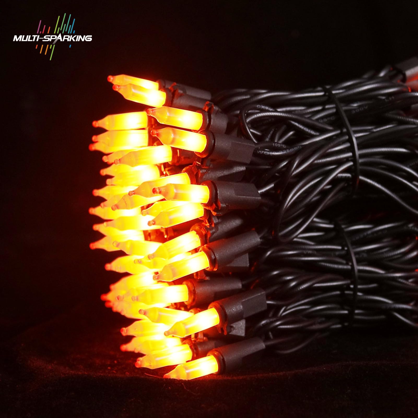 Halloween Mini String Lights - 300 LED Orange Purple Yellow Fairy Lights for Indoor Outdoor Decorations (3 Sets, 24ft Black Wire) - Perfect for Halloween Party, Christmas Tree, Garden, Patio & Home Decoration