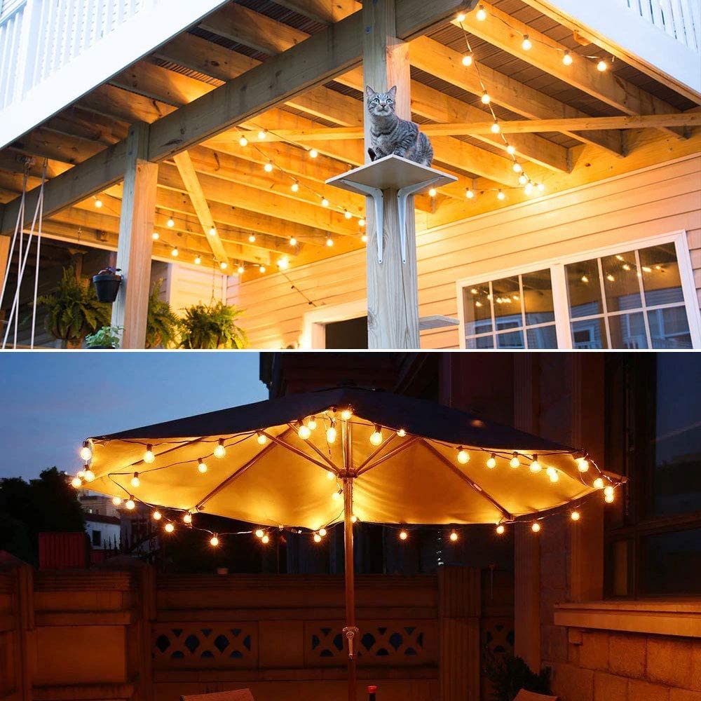 GOOTHY G40 LED Globe String Lights - 25Ft Outdoor Waterproof Fairy Lights with 27 Shatterproof Bulbs (2 Spare) - Commercial Grade IP65 Weatherproof Decorative Lighting for Porch, Backyard, Wedding, Party & Holiday Decorations