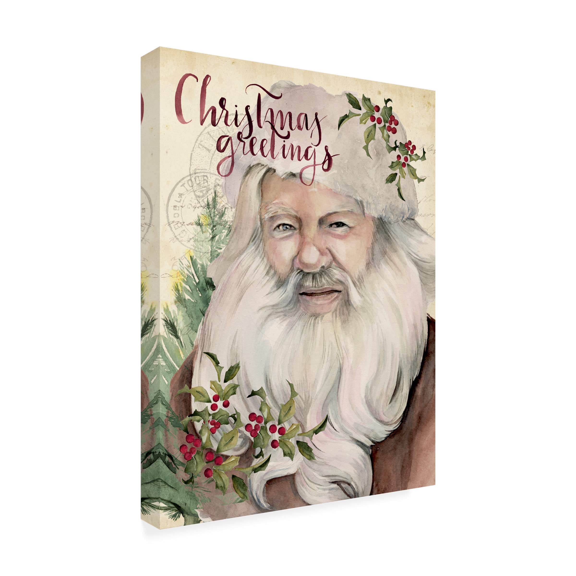 Trademark Fine Art 'Christmas Greetings I' Canvas Wall Art by Jennifer Paxton Parker - Perfect for Holiday Home Decor, Christmas Gifts & Festive Living Room Decorations