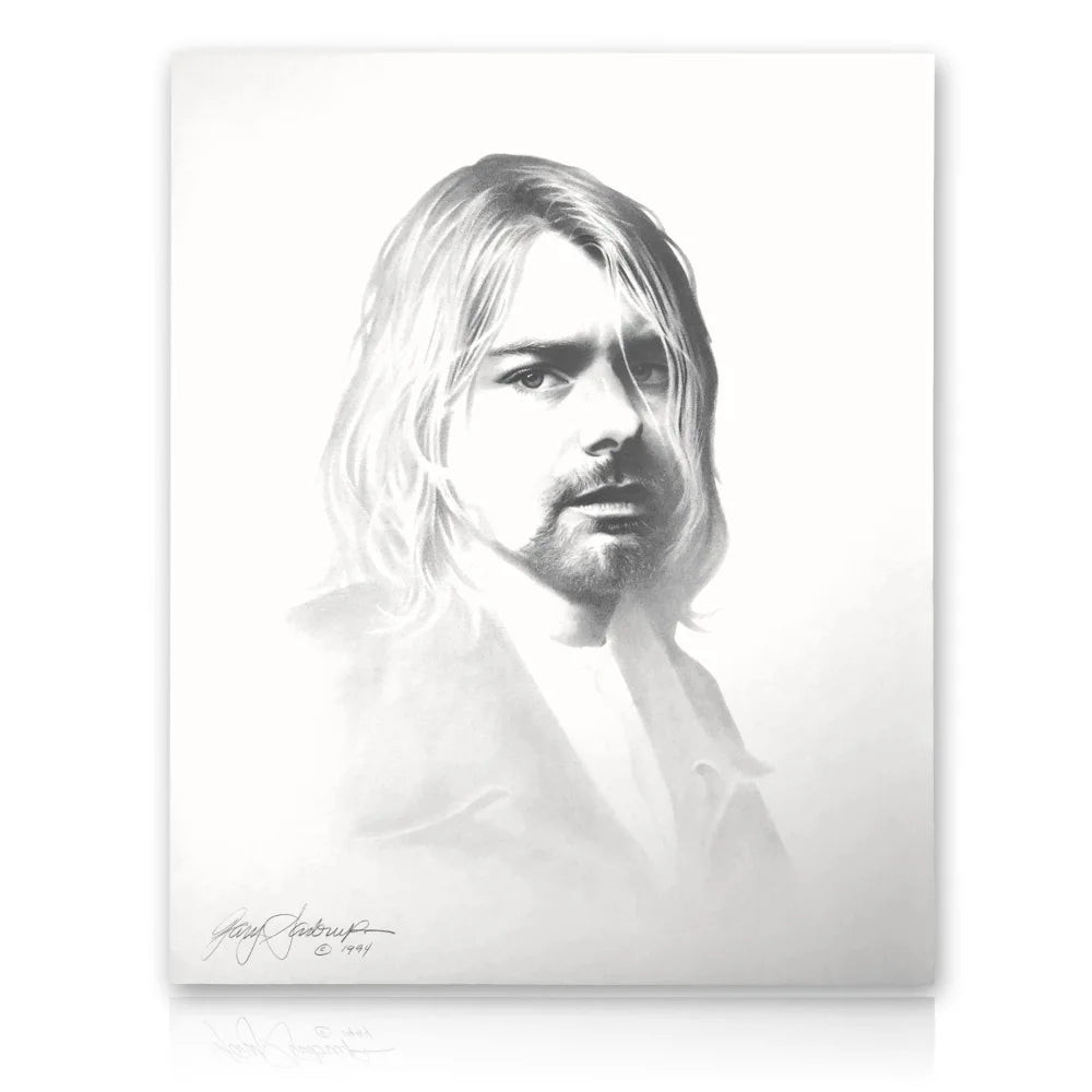 Gary Saderup Signed Kurt Cobain 20x24 Inch Lithograph Poster - Authentic Nirvana Band Memorabilia for Music Fans & Home Decor