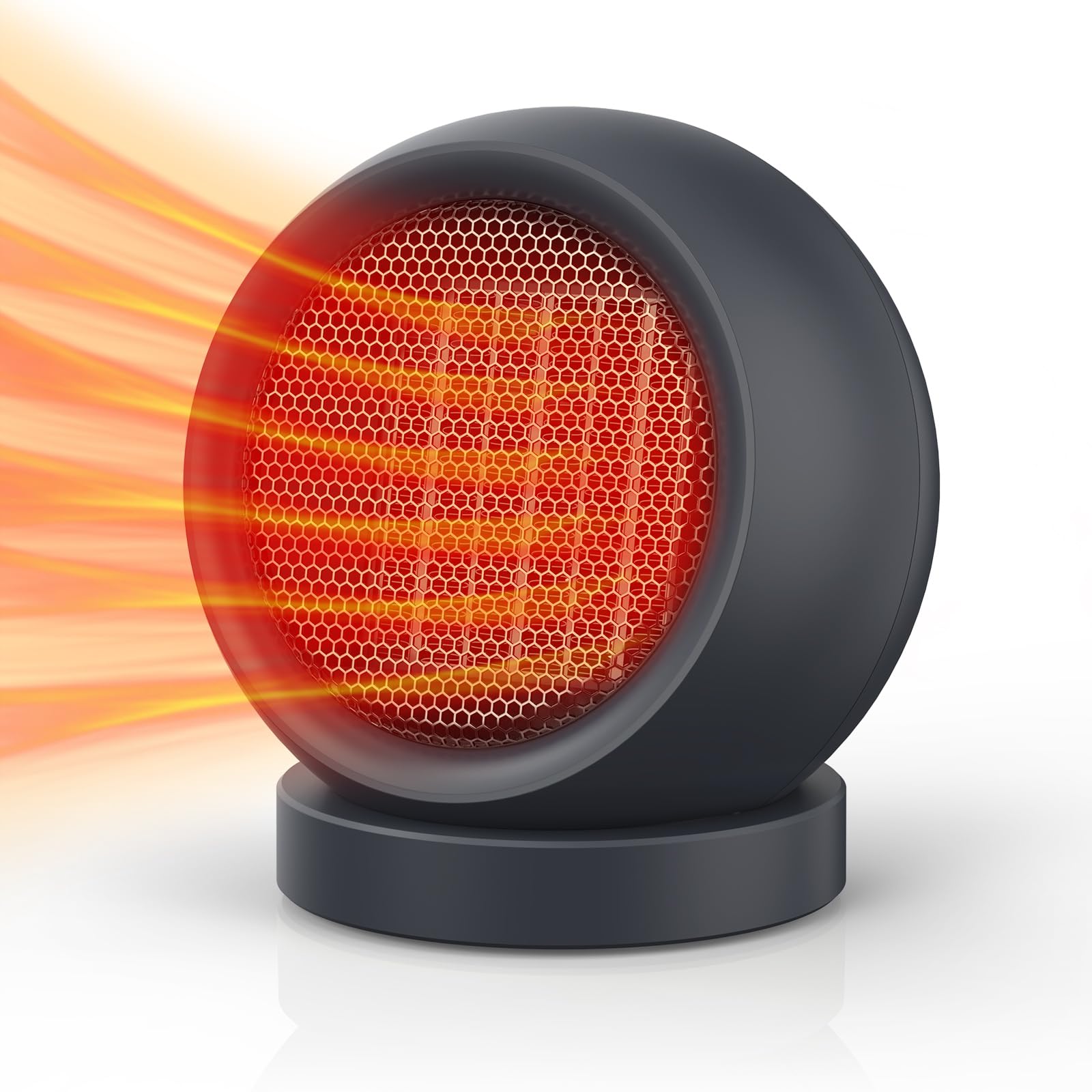 PTC Ceramic Space Heater - 1500W High Output Electric Heater Fan with Adjustable Thermostat for Home, Bedroom, Office - Quiet & Energy Efficient Indoor Heating Solution (Dark Grey) | Perfect for Winter Warmth & Small Room Heating