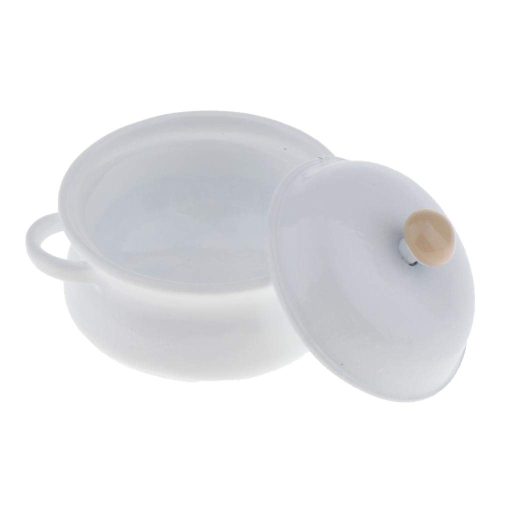 1:12 Scale Miniature Dollhouse Soup Pot with Lid - White Ceramic Kitchen Decor Accessory for Dollhouse, DIY Crafts, and Collectible Displays