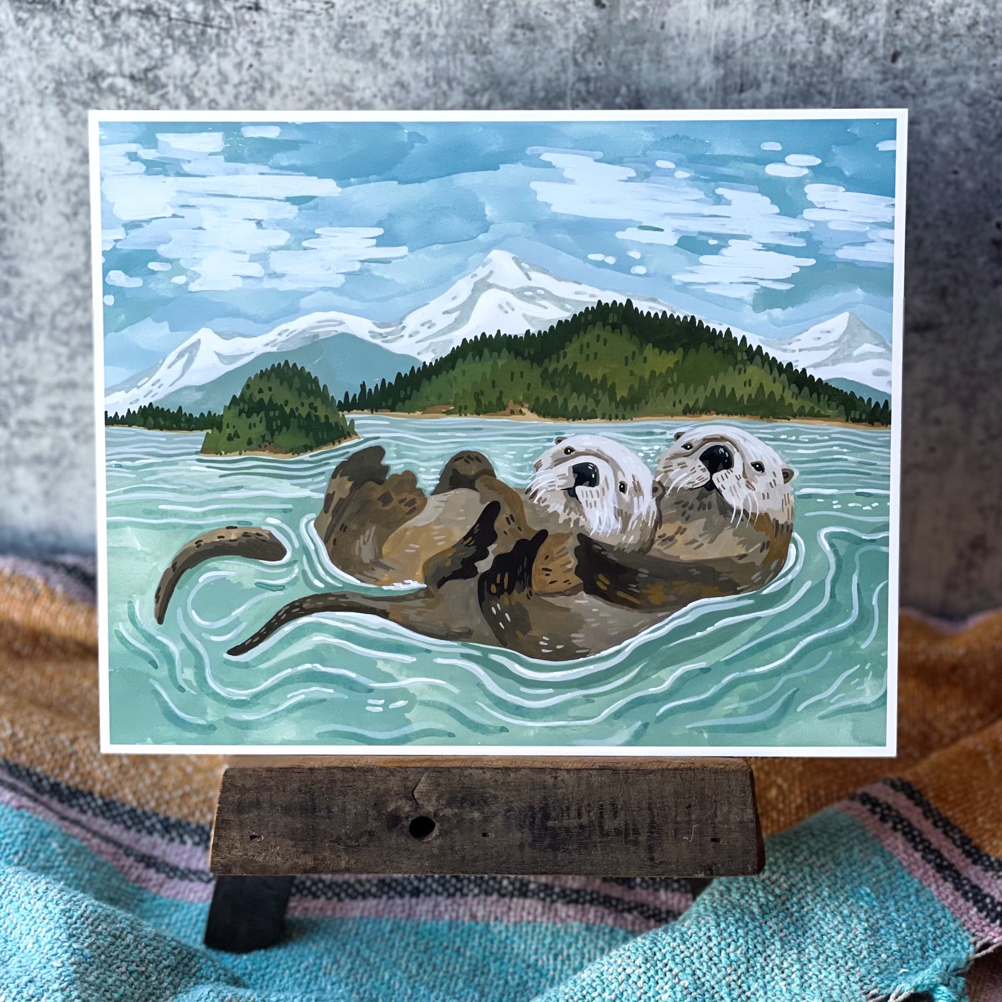 Cute Island Otters Print - Adorable Otter Artwork for Home Decor, Wall Art, Gifts & Nursery Room