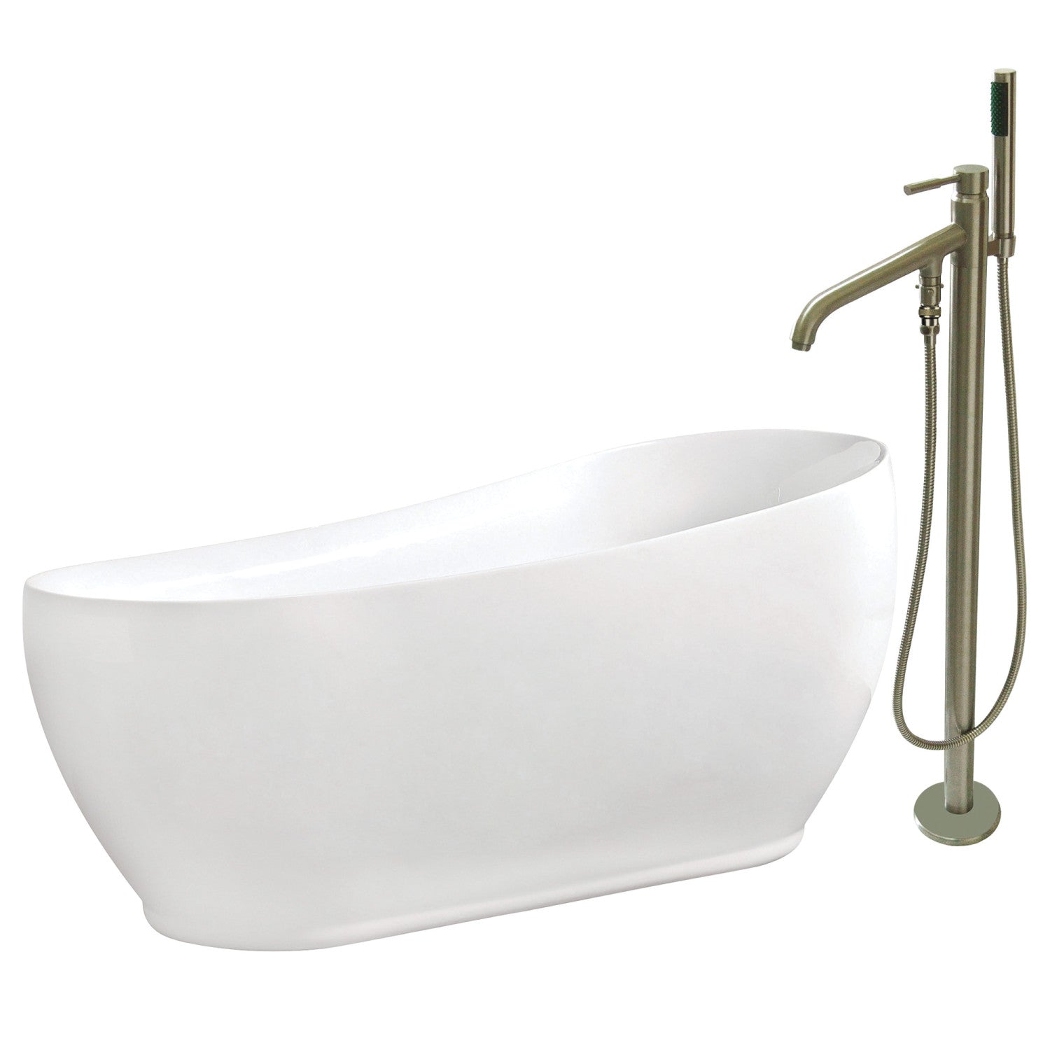 Aqua Eden 71 Inch Acrylic Oval Freestanding Bathtub with Faucet Combo - Glossy White & Brushed Nickel - Perfect for Luxury Bathrooms & Spa Retreats