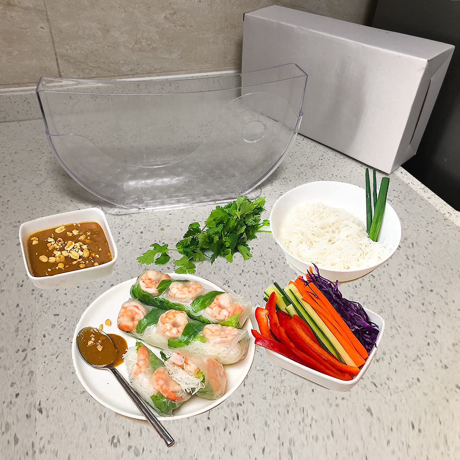 Premium Rice Paper Spring Roll Wrappers - Water Bowl Holder for Soaking & Making Fresh Summer Rolls, Egg Rolls (Rice Paper Not Included) | Perfect for Vietnamese Cuisine, Asian Cooking & Healthy Meal Prep