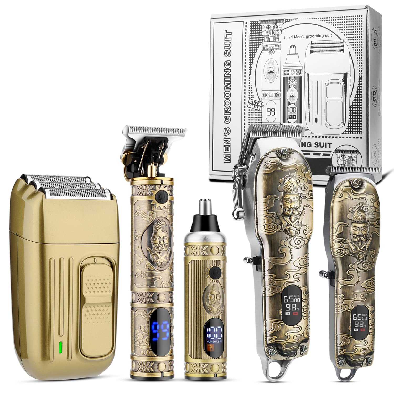 Professional Men's Grooming Kit - Electric Hair Clippers, Shaver & Nose Trimmer Set | Perfect Gift for Men | Home & Travel Grooming Essentials