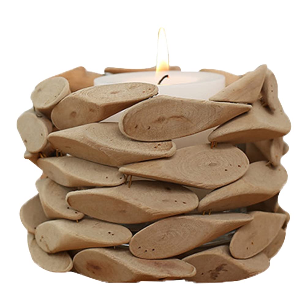 Handcrafted Wooden Votive Candle Holders - Rustic Wedding Centerpiece Decor, Tealight & Tapered Candle Stand for Home, Farmhouse, Romantic Dinner & Outdoor Party Decorations