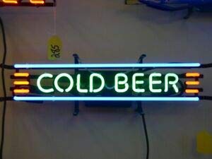 17x6 Inch Beer Bar Neon Lamp Sign - Cold Beer Pub Light Glass Artwork for Home Bar, Man Cave & Windows Decor | Perfect for Bars, Taverns & Game Room Decorations