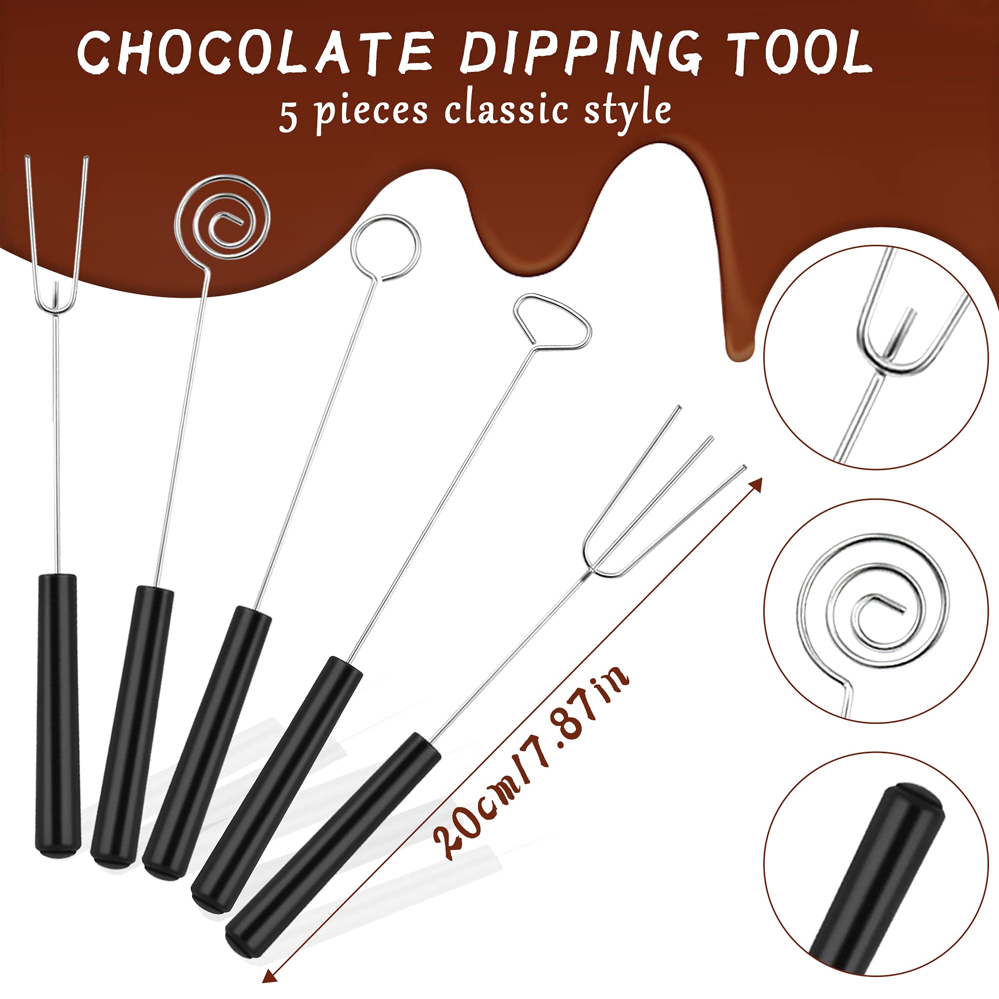 11-Piece Chocolate Dipping Tool Set - Stainless Steel Double Boiler Pot with Dipping Forks & Decorating Spoons - Professional Candy Making Supplies for Chocolate, Cake, Dessert - Perfect for Home Baking, DIY Treats & Holiday Gift Making