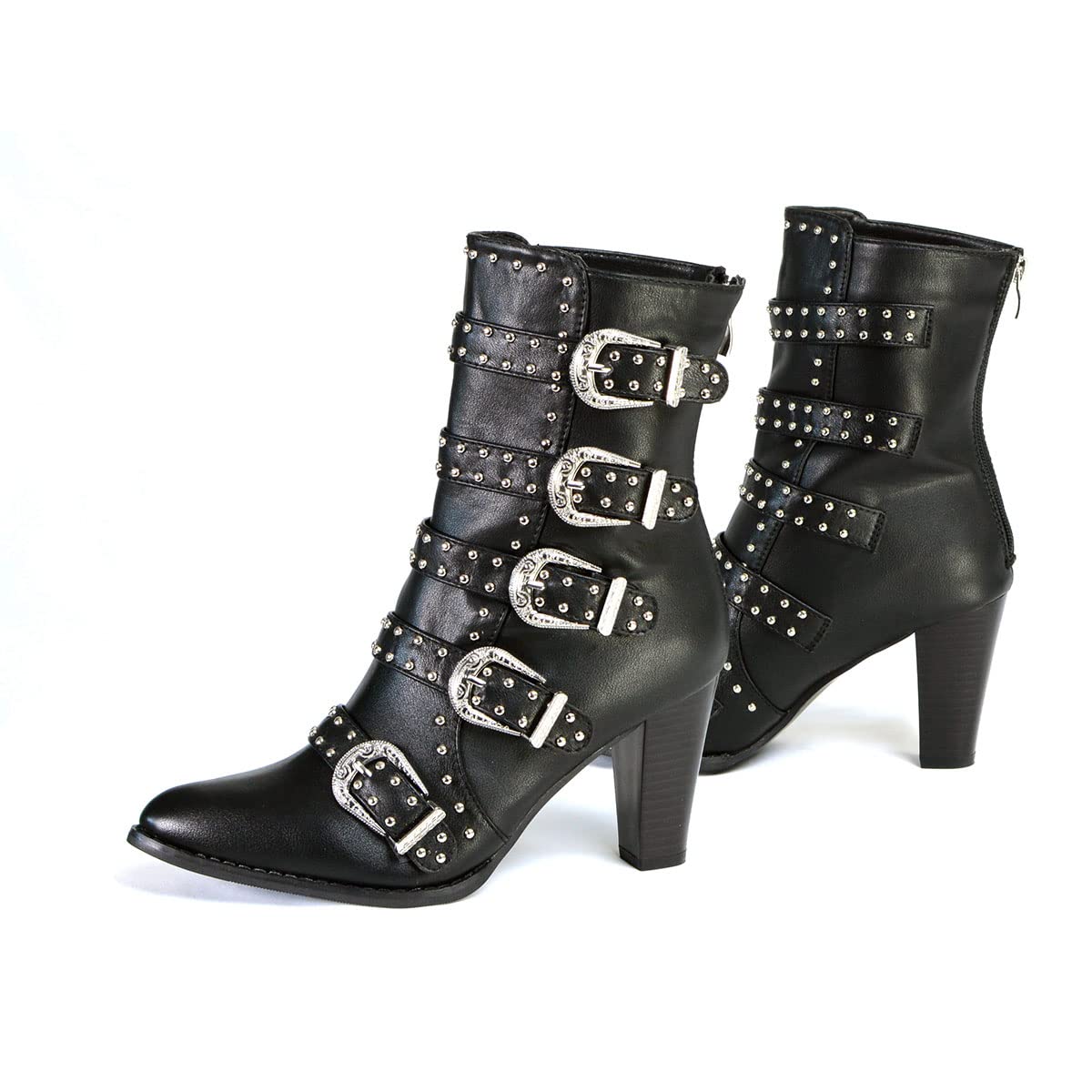 Milwaukee Leather MBL9428 Women's Black Studded Fashion Boots with Buckle Detail - Stylish Ankle Boots for Casual Outfits & Night Out