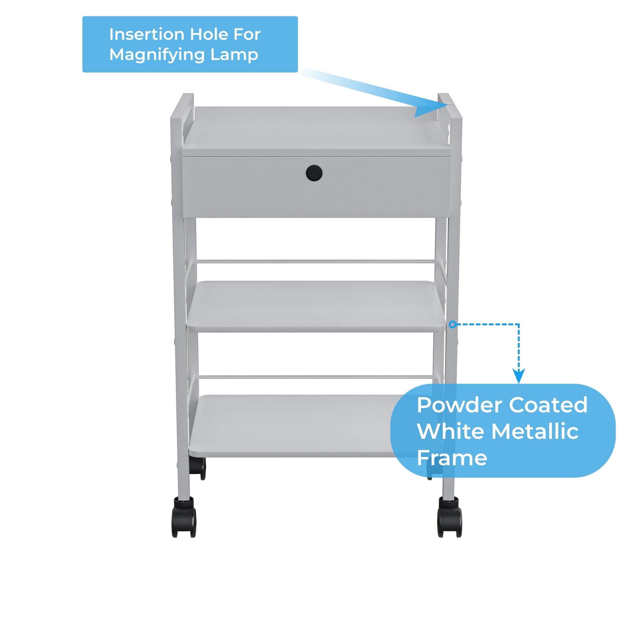DANTE Professional Beauty Trolley 1019A - Portable Rolling Cosmetic Case for Salon, Spa & Makeup Artists - Perfect for Hairstyling, Nail Care & Mobile Beauty Services