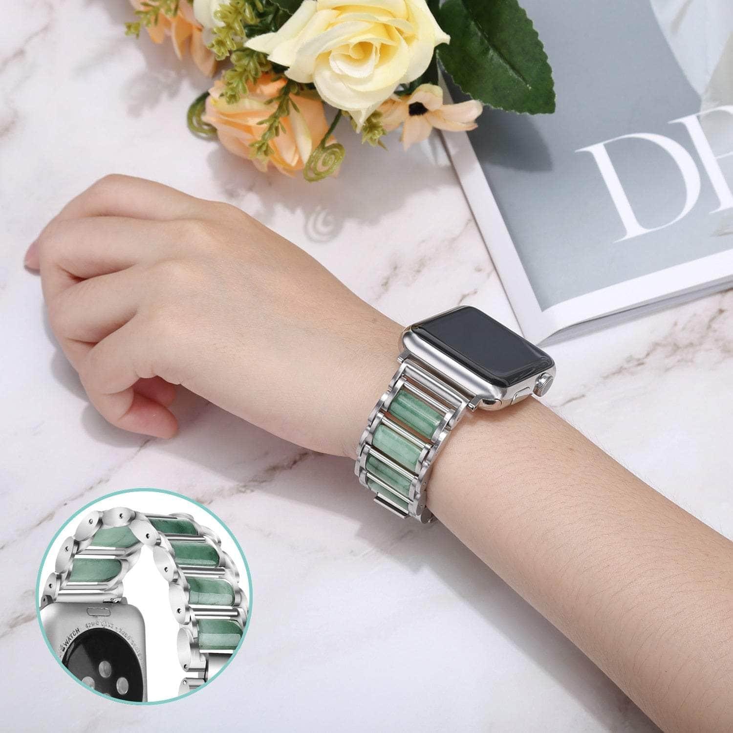 Emerald Green Jade Apple Watch Band Compatible with Series 6/5/4/3/SE 44mm 42mm 40mm 38mm - Stylish Wrist Strap for Women & Men, Perfect for Workouts, Office & Everyday Wear