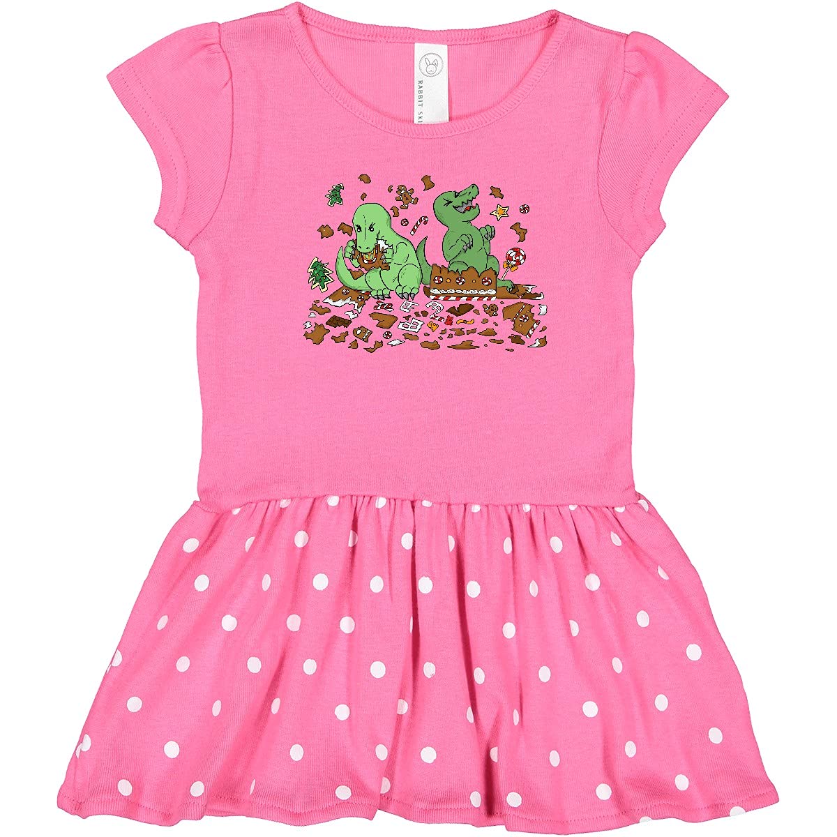 Inktastic Tiny Dinosaurs Ruining Gingerbread House Toddler Dress - Cute Dino Print Christmas Outfit for Baby Girls & Boys - Perfect for Holiday Parties, Family Photos & Festive Celebrations