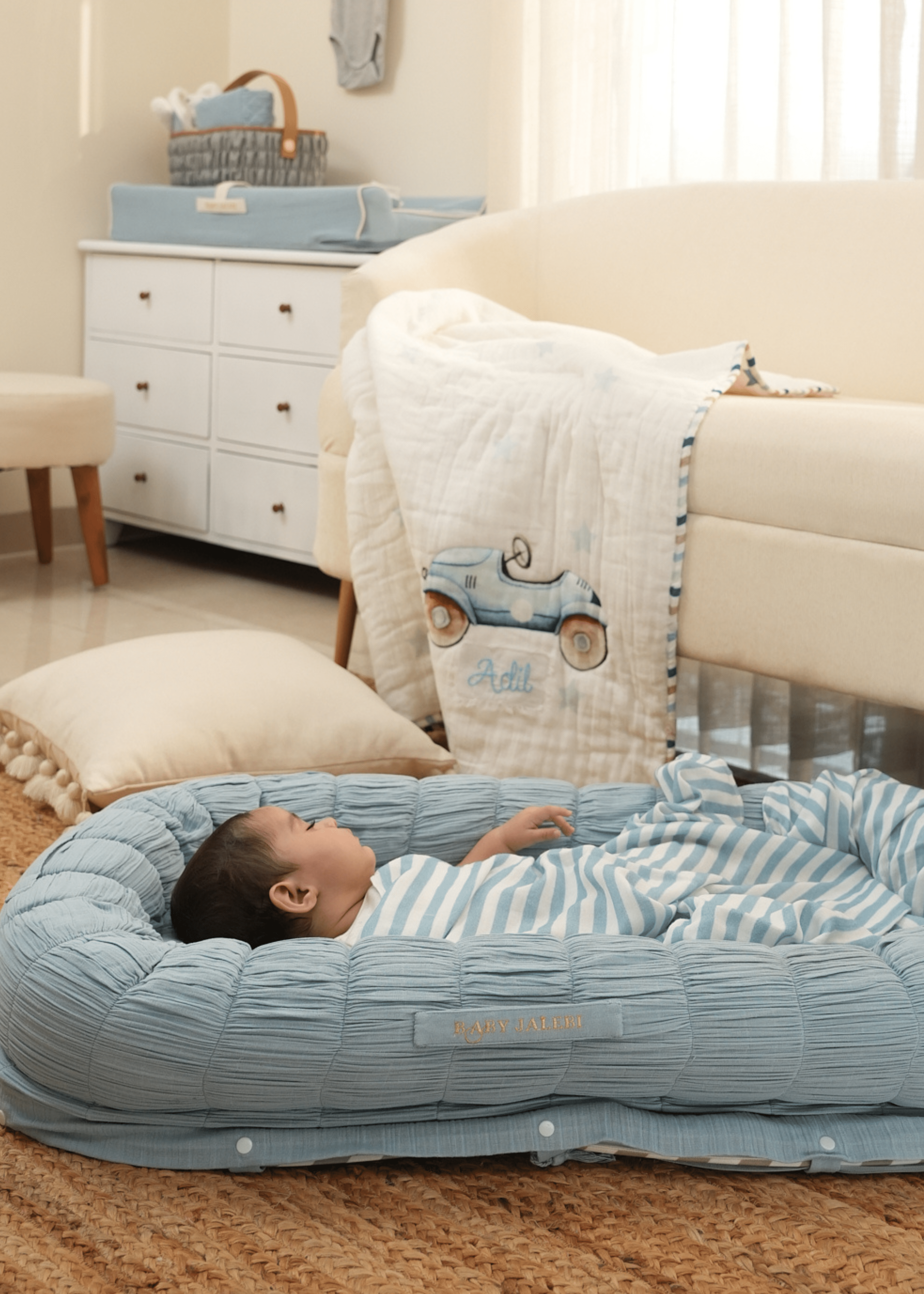 Sleep Cloud Blue Baby Blanket - Ultra Soft Roadster Blanket for Newborns & Toddlers - Perfect for Nursery, Stroller, and Bedtime Comfort