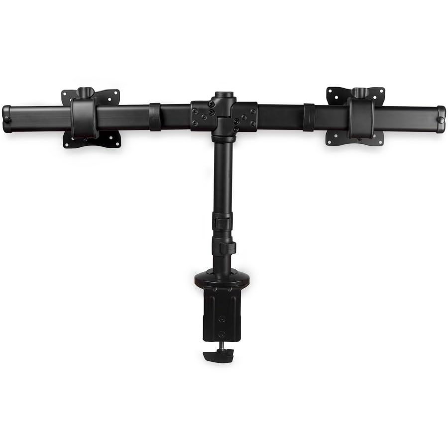 StarTech.com Dual Monitor Mount Stand for 13'' to 27'' Screens - Adjustable VESA Desk Mount with Clamp & Grommet Hole Installation - Ergonomic Dual Monitor Arm for Home Office & Gaming Setup (Black, ARMBARDUOG) - Perfect for Workspace Organization & Multi-Tasking