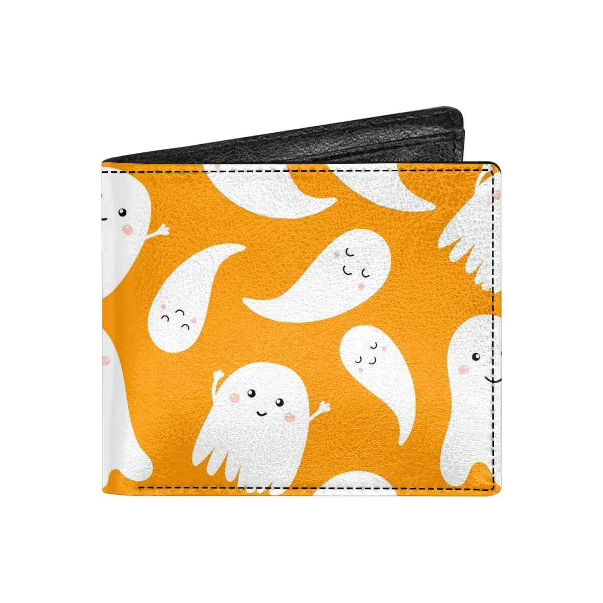 INTERESTPRINT Cute Halloween Ghost PU Leather Bifold Wallet for Adults with ID Window - Perfect for Trick-or-Treating, Costume Parties & Spooky Season Accessories