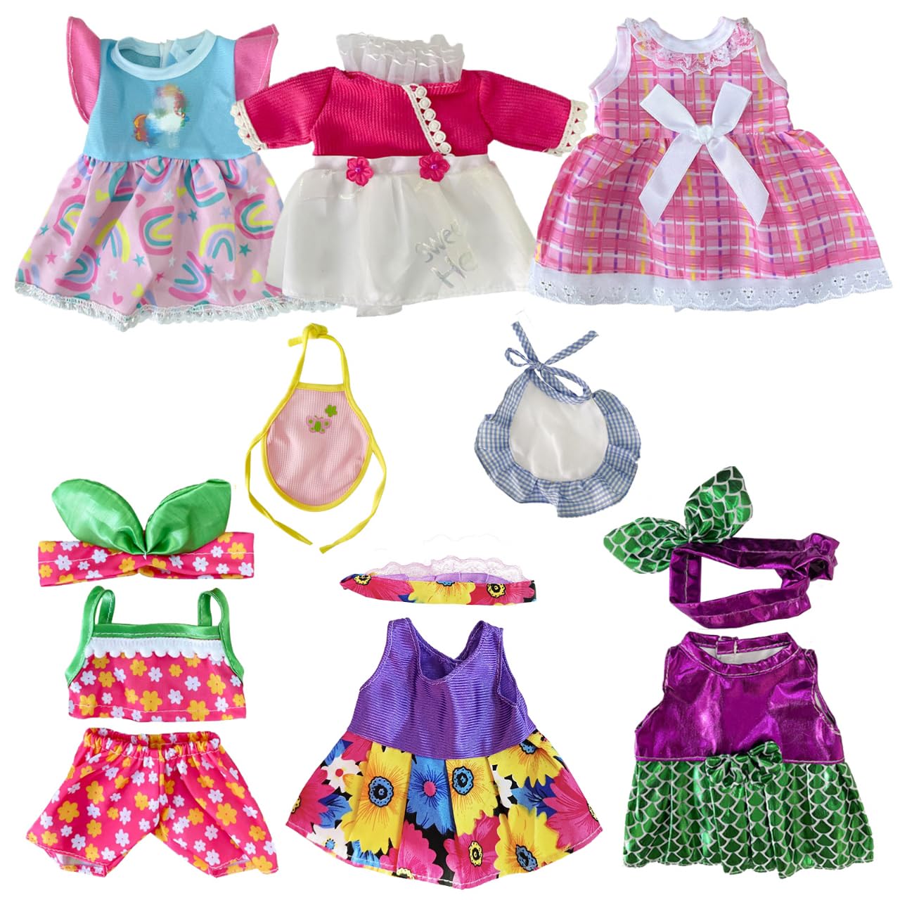 6 Sets Baby Doll Clothes for 10-12 Inch Girl Dolls - Cute Outfits & Accessories - Perfect for Dress Up, Role Play & Collectible Dolls