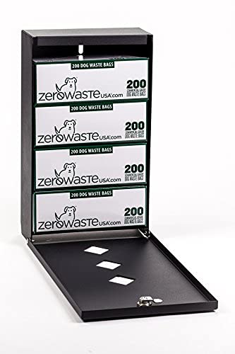 The Sentry® Dog Station - Universal Fit Roll Bag Dispenser with 400 Waste Bags & 25 Can Liners - Best Selling Pet Waste Management System (500K+ Sold in USA) - Matte Black - Perfect for Backyards, Parks & Dog Walking