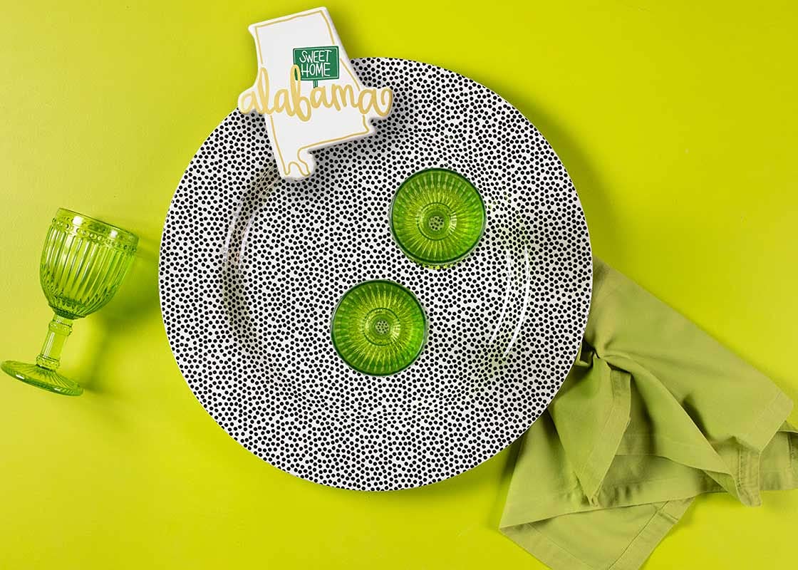 Happy Everything Black Small Dot Big Entertaining Platter - Stylish Serving Tray for Parties, Events & Home Decor - Perfect for Appetizers, Desserts & Charcuterie Boards