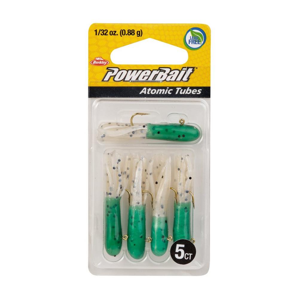 Berkley PowerBait Pre Rigged Atomic Tubes Fishing Lures - 5 Pack for Bass, Trout & Panfish - Perfect for Freshwater & Saltwater Fishing