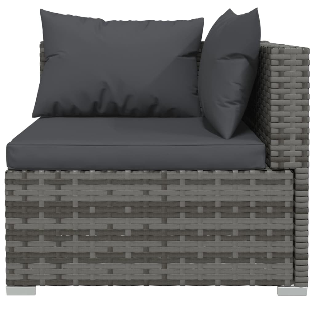 vidaXL 6-Piece Patio Lounge Set - Outdoor Garden Furniture with Cushions, Gray Poly Rattan Sectional Sofa for Backyard, Poolside & Terrace Relaxation