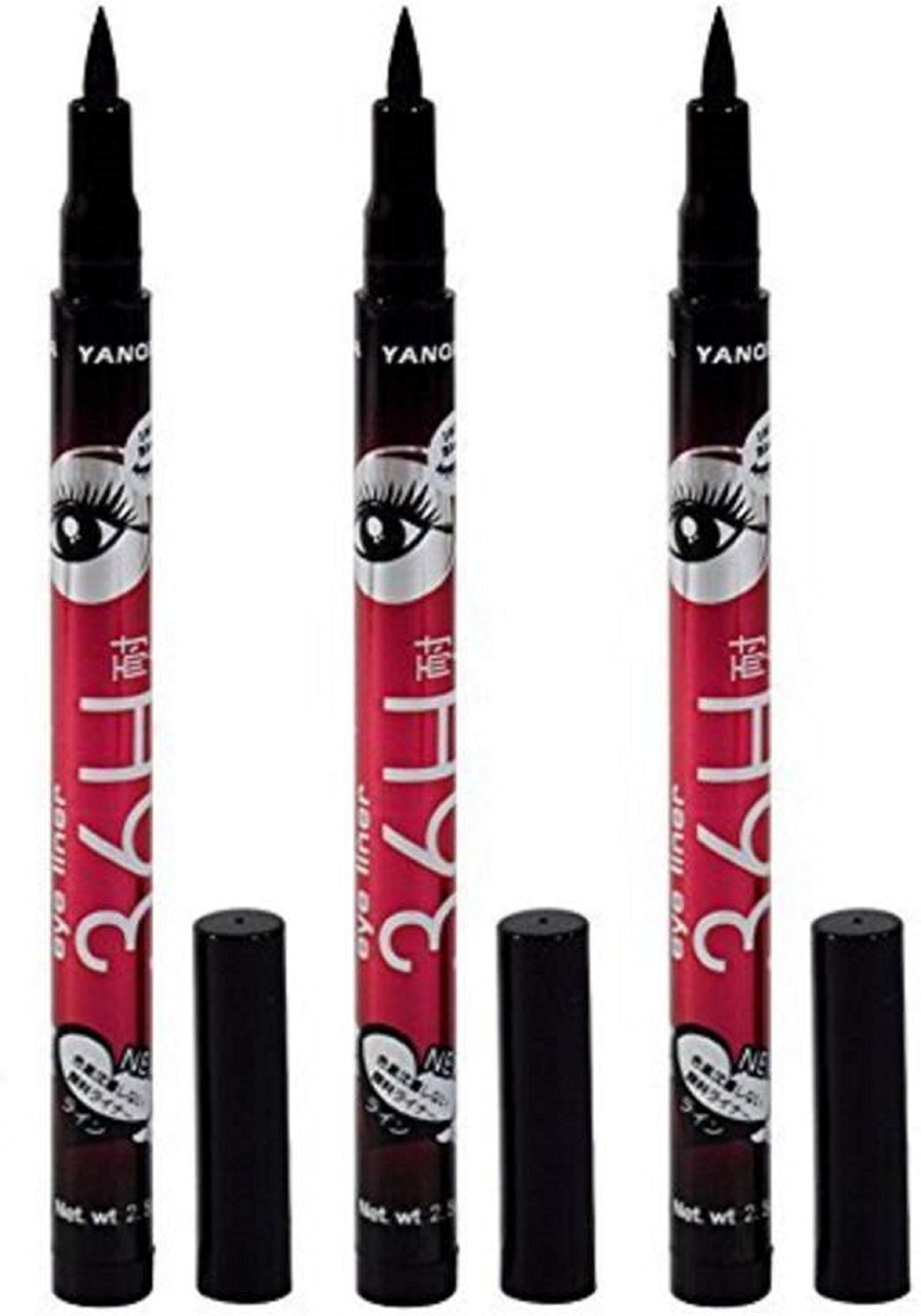 Yanqina Waterproof Eyeliner Pencil - Long Lasting Liquid Eyeliner for Smudge Proof Makeup (3 Pack, Black) | Perfect for Daily Wear, Parties & Special Occasions
