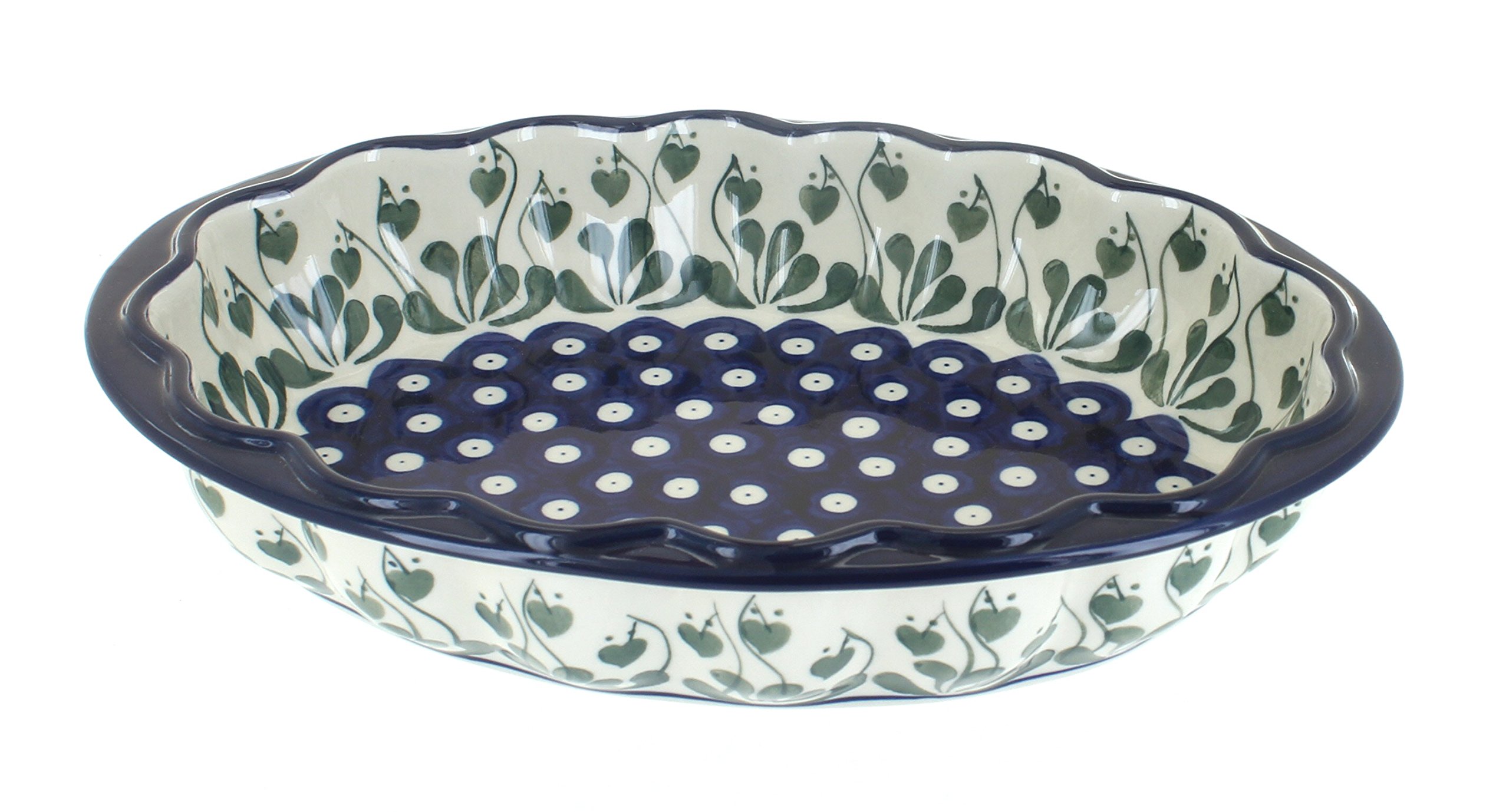 Blue Rose Polish Pottery Alyce Scallop Baking Dish - Handmade Ceramic Oven Safe Serving Bowl for Casseroles, Pies & Desserts | Perfect for Holiday Dinners, Family Gatherings & Special Occasions